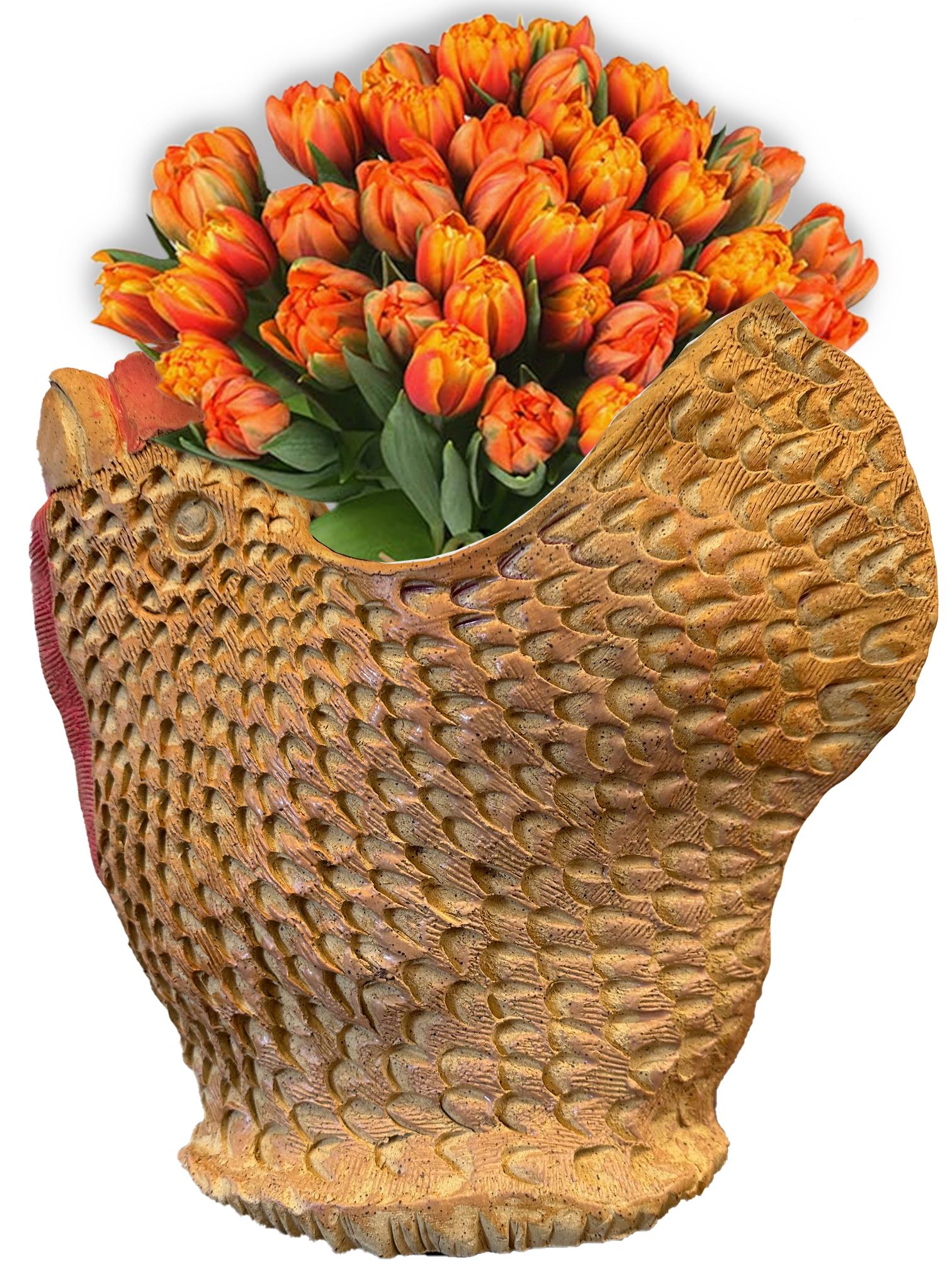 Vase poulet - Sculpture de coq en céramique - Marc Zimmerman en vente 1
