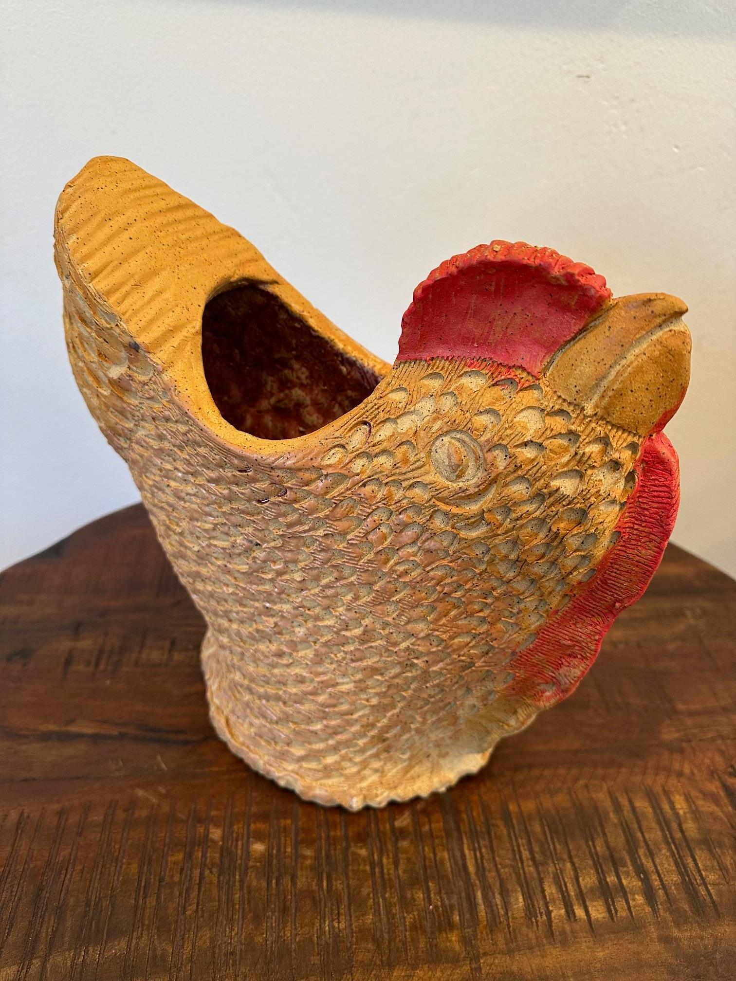 Chicken Vase - Ceramic Rooster Sculpture - Marc Zimmerman For Sale 2