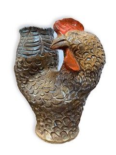 Vase poulet sculpté en céramique - Marc Zimmerman