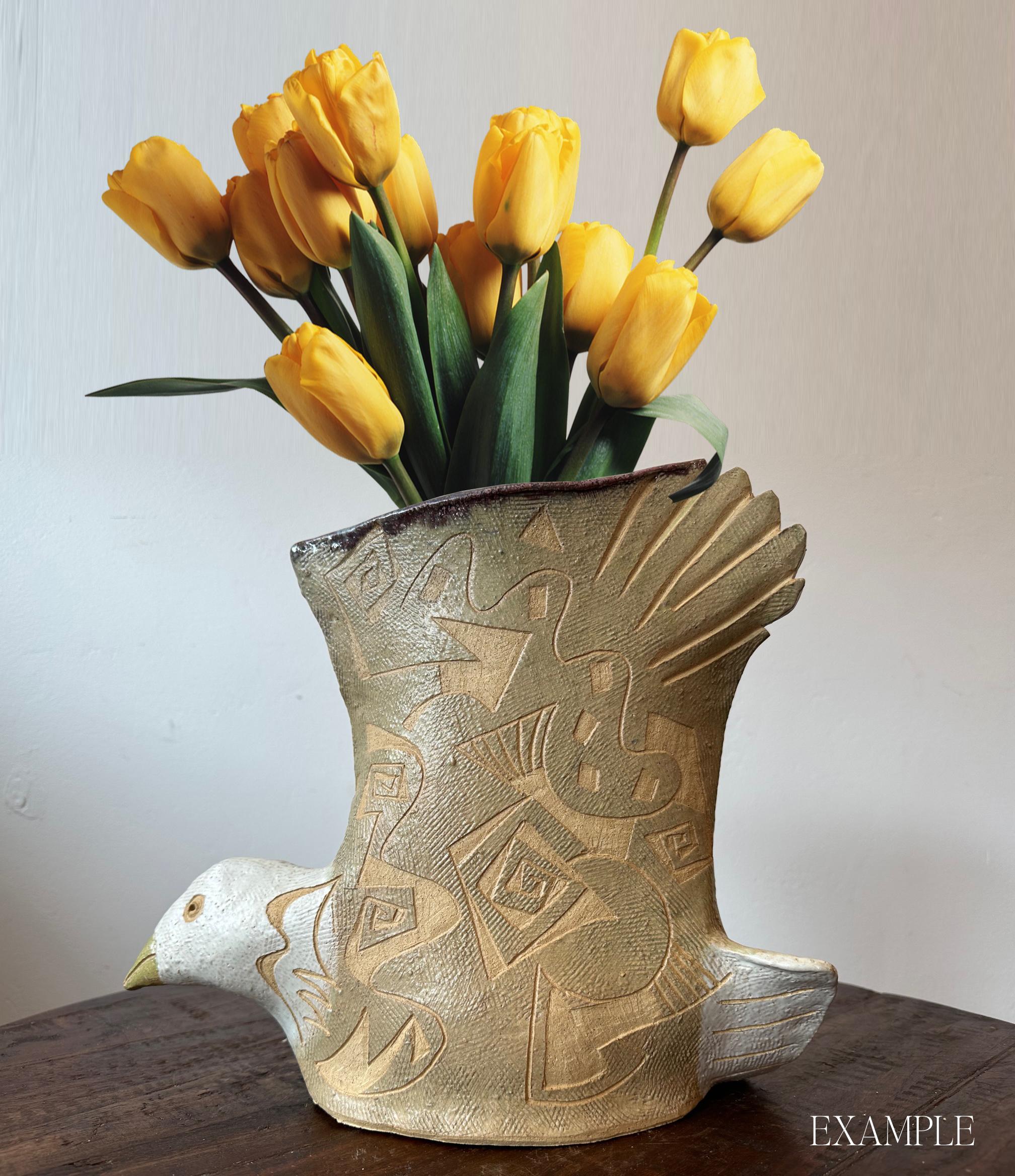 Freedom Bird Vase - Clay Sculpture - One of a kind by Marc Zimmerman For Sale 1