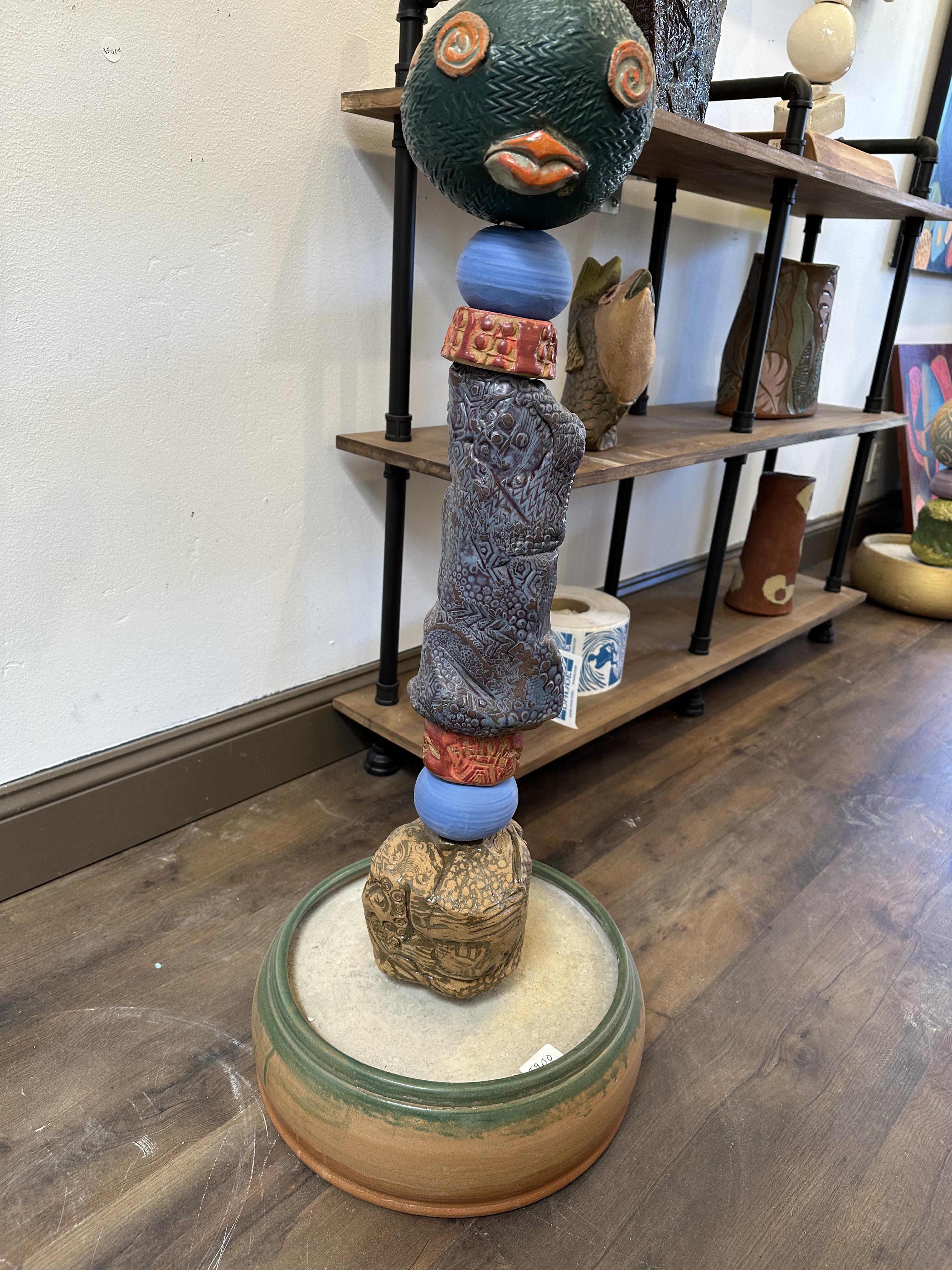 Happy Fish Ceramic Totem Sculpture 2
