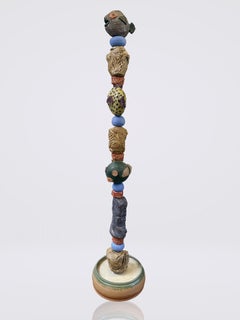 Happy Fish Ceramic Totem Sculpture