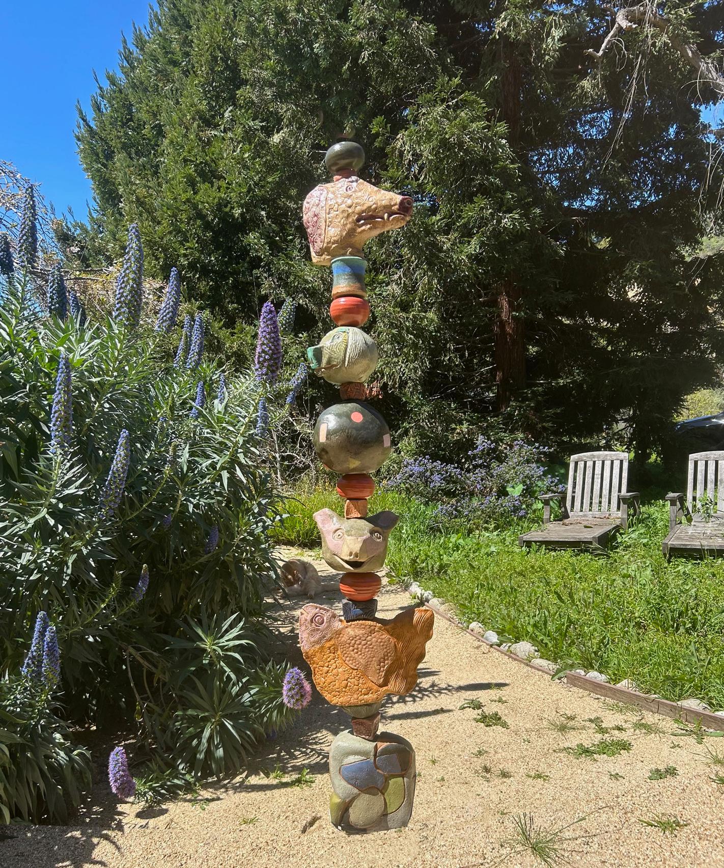 Grand Totem animalier - Sculpture en céramique pour le jardin ou l'Indoor par Marc Zimmerman en vente 2