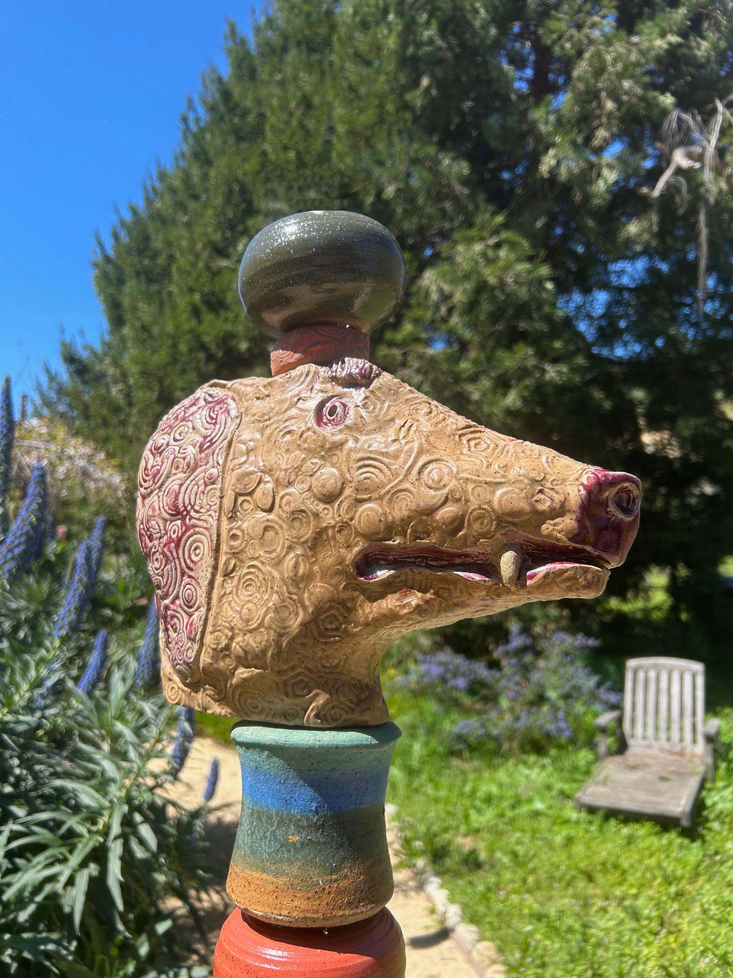 Large Animal Totem - Ceramic Sculpture for Garden or Indoor by Marc Zimmerman For Sale 3