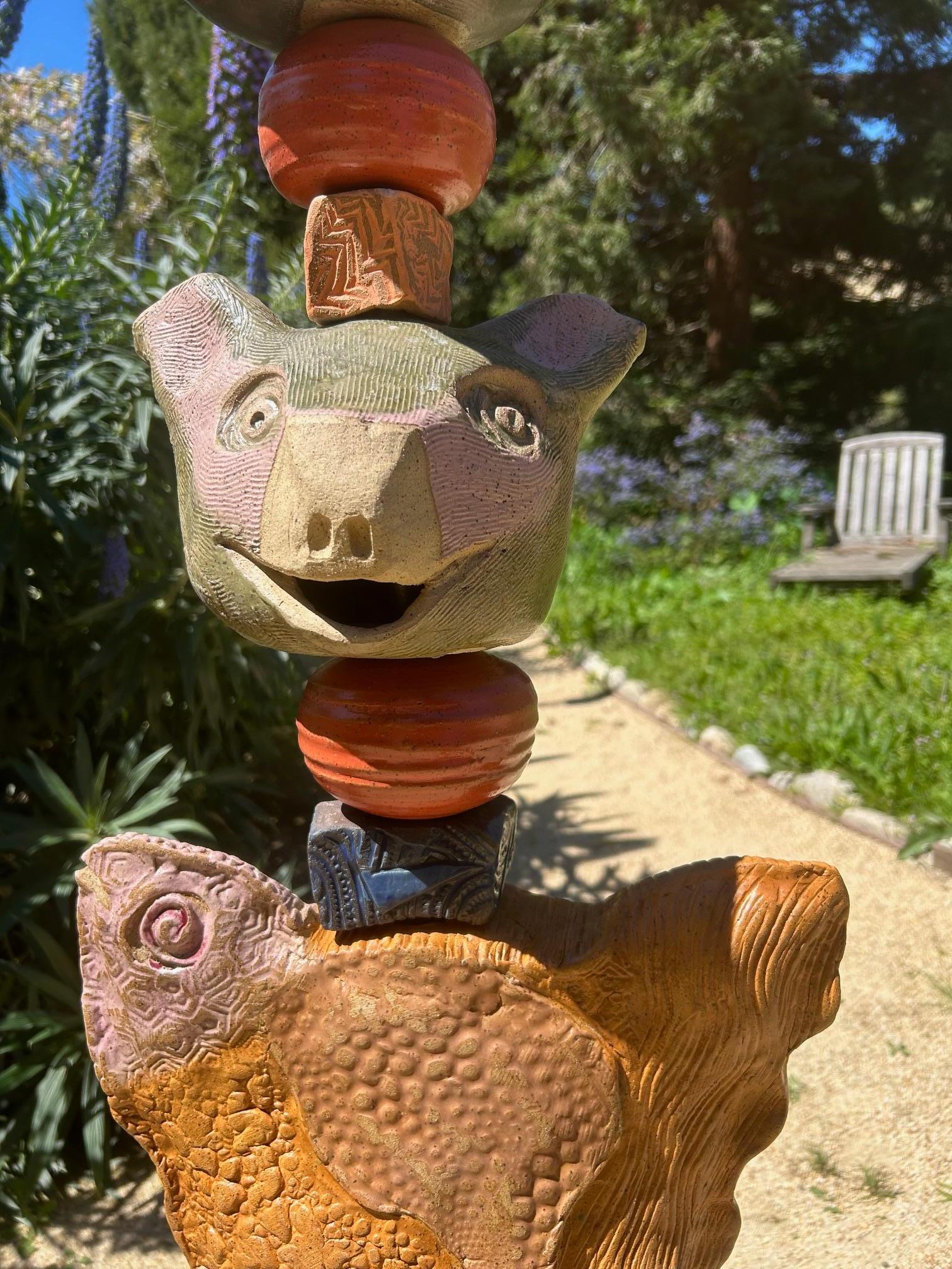 Grand Totem animalier - Sculpture en céramique pour le jardin ou l'Indoor par Marc Zimmerman en vente 5