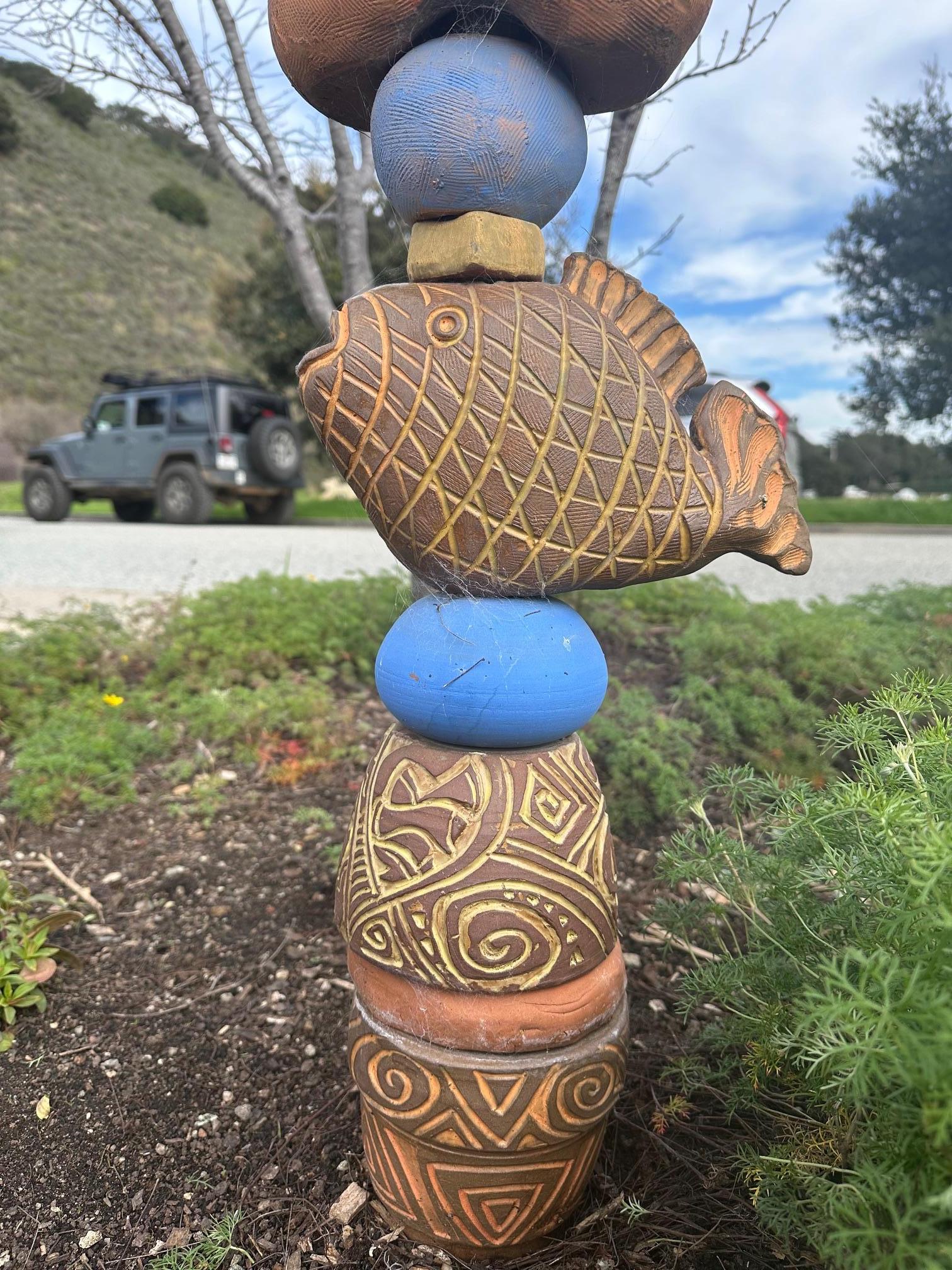 Large Garden Totem - Glazed Ceramic Sculpture by Marc Zimmerman For Sale 1