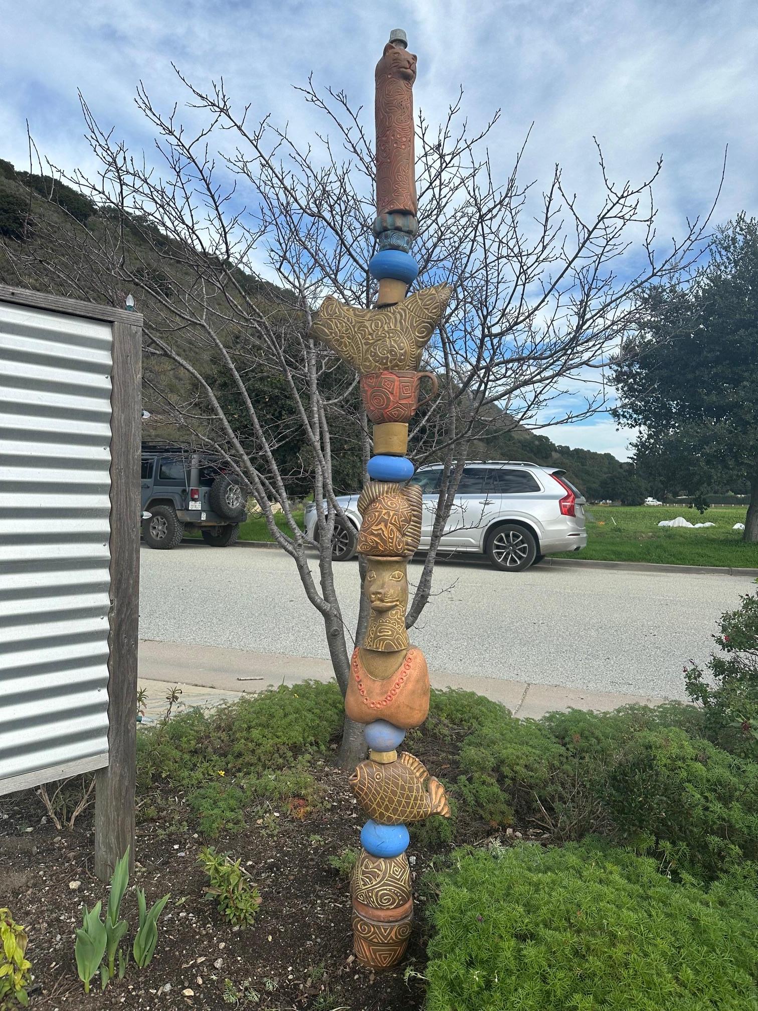 This Totem by Marc Zimmerman is currently on display at Earthbound Farm, nestled in California's Carmel Valley.

--
"My natural flow with clay stems from my first artistic passion; pottery in the 1960’s - 70’s in Venice Beach, California. A 40 year