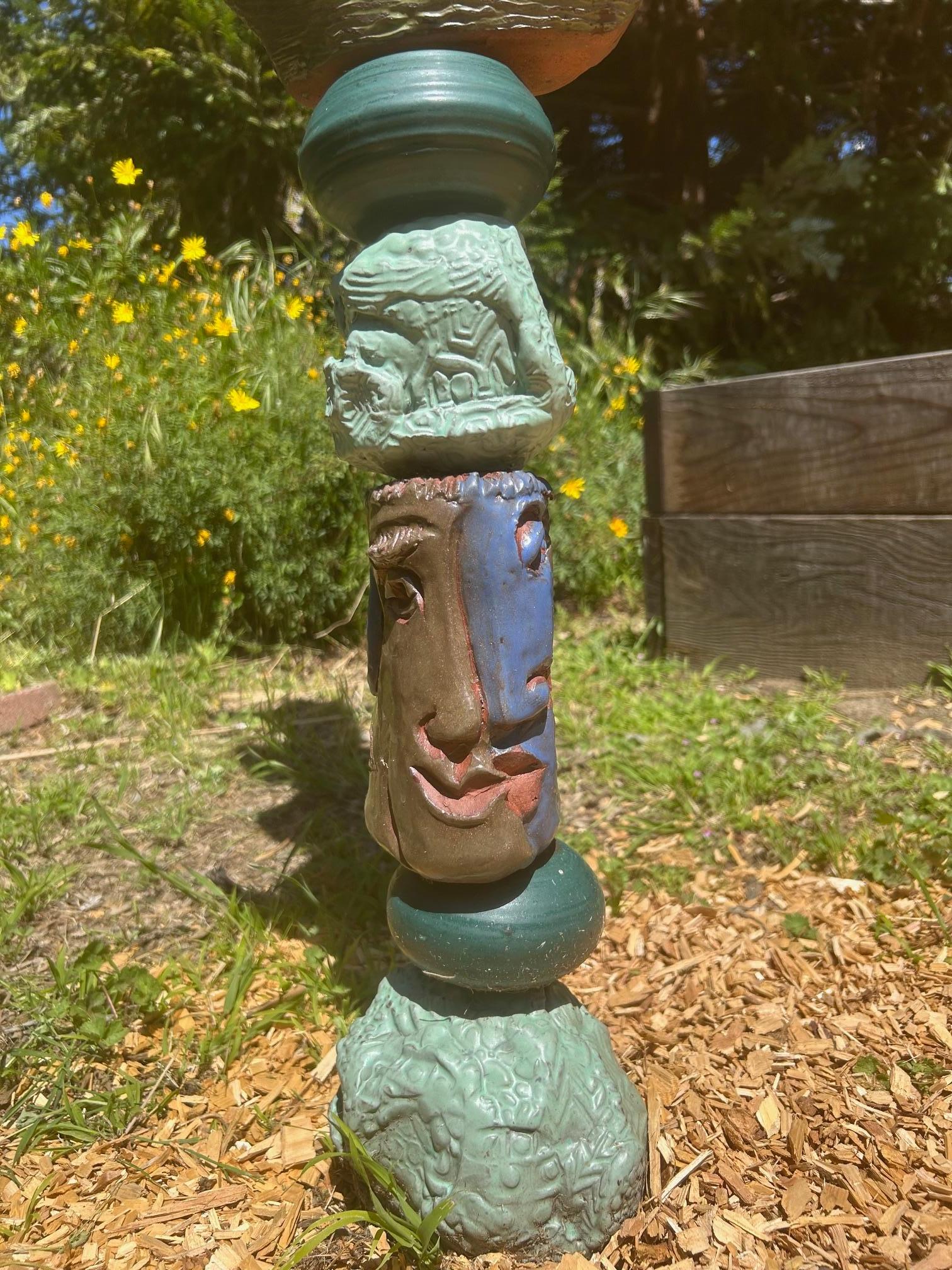 Grande Totem verde - Scultura in ceramica per giardino o interni di Marc Zimmerman in vendita 5
