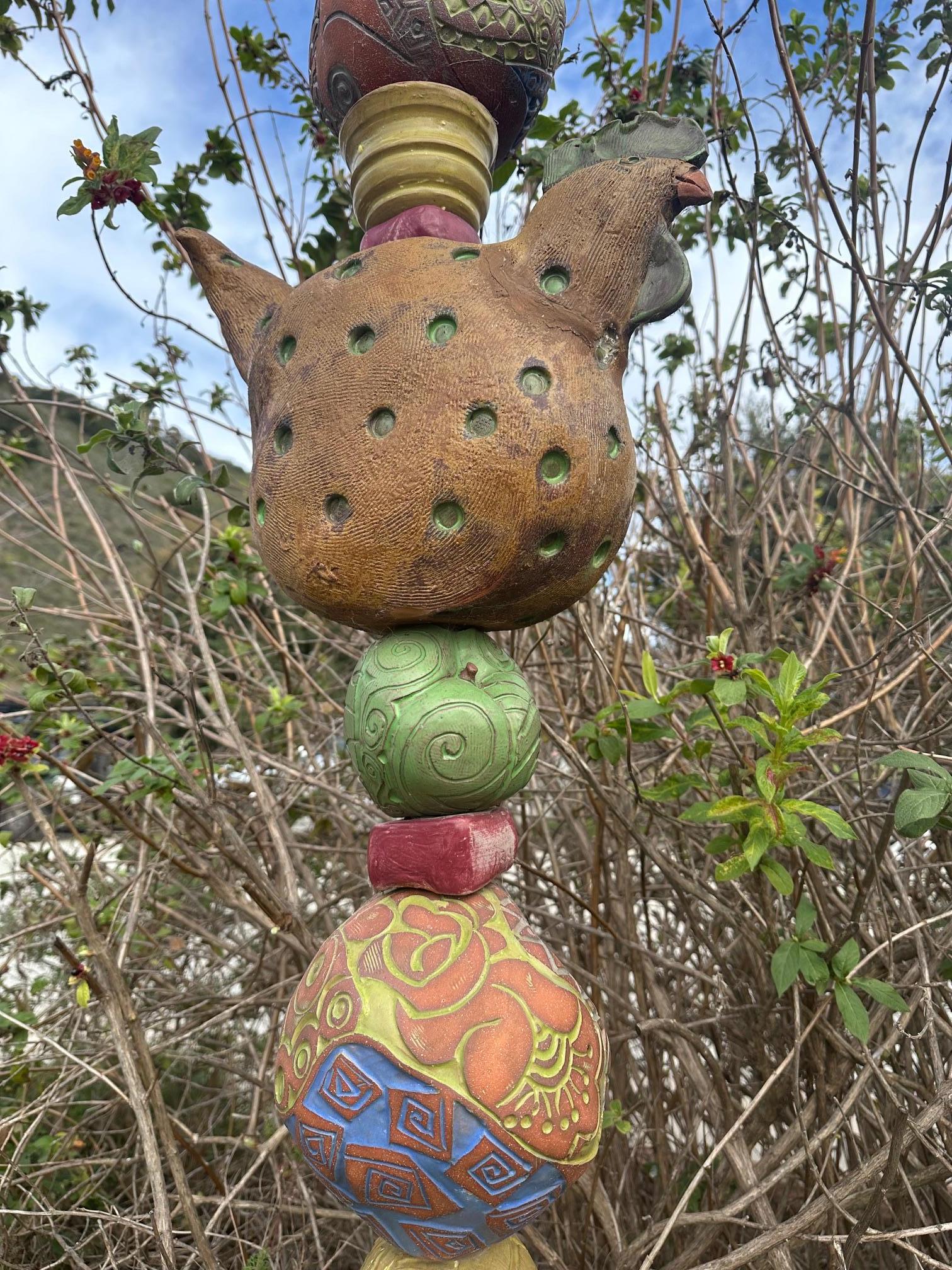 Grand Totem de jardin - Statue en céramique émaillée de Marc Zimmerman en vente 2