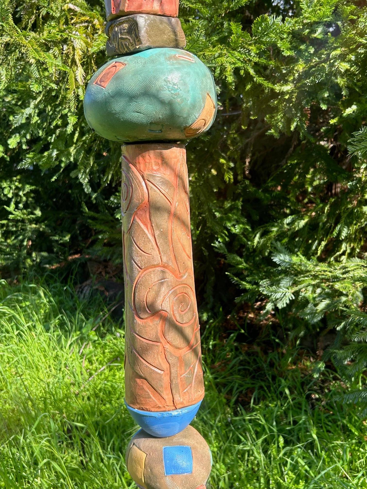 Large Totem - Ceramic Sculpture by Marc Zimmerman for Outdoor Garden and Indoors For Sale 2