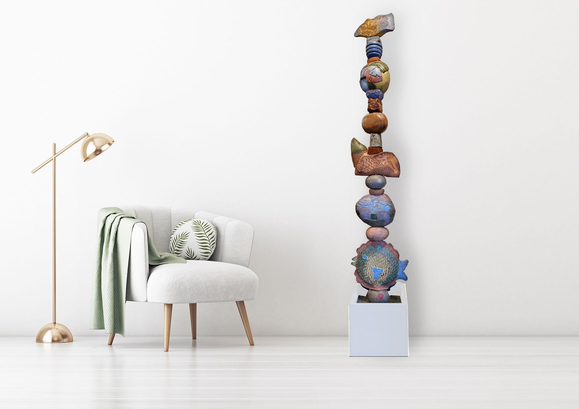 Großes Totem – Keramikskulptur von Marc Zimmerman im Angebot 1