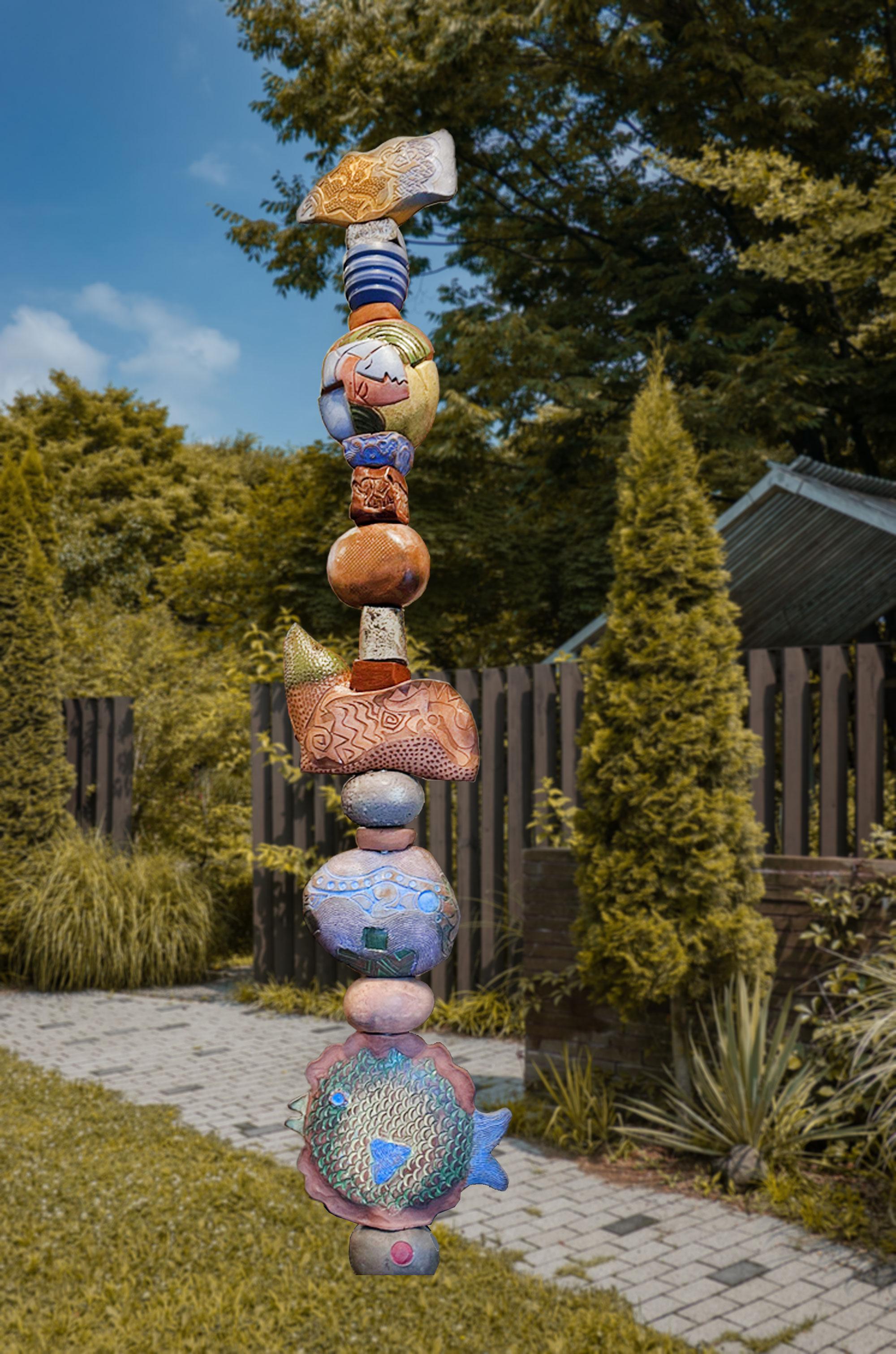 Large Totem - Ceramic Sculpture by Marc Zimmerman For Sale 2