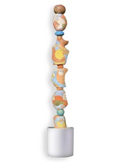 Large Totem - Ceramic Sculpture - Dog and Bird - by Marc Zimmerman