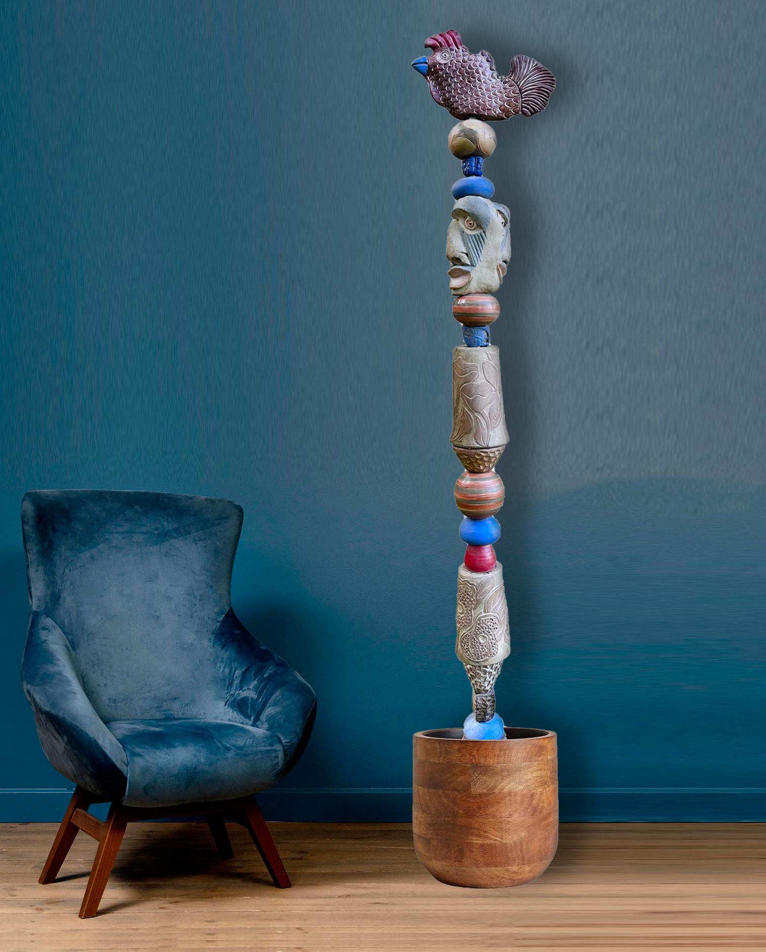 Grande Totem - Scultura in ceramica - Statua da giardino per interni ed esterni di Marc - Art Contemporaneo di Marc Zimmerman