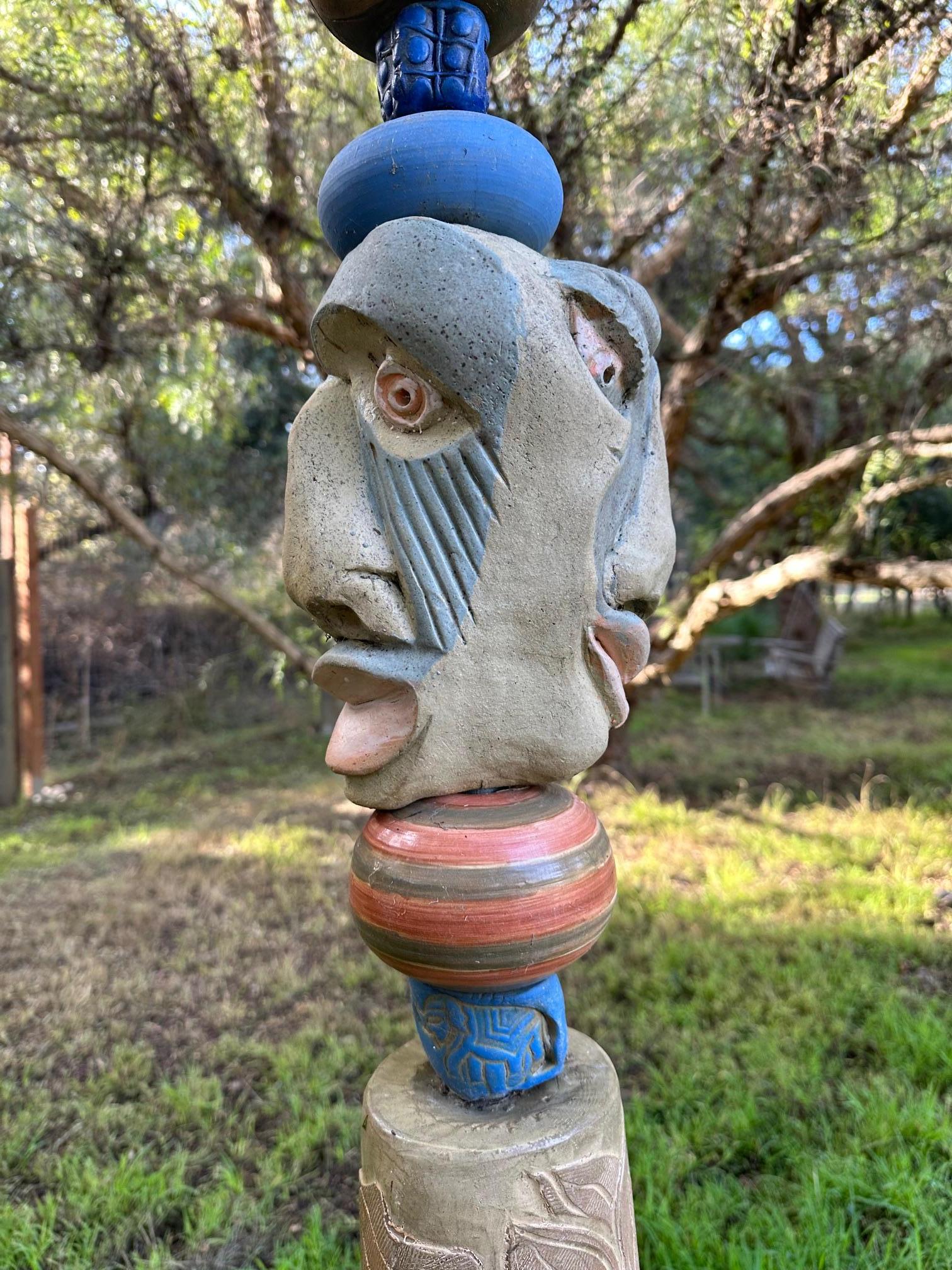 Large Totem - Ceramic Sculpture - Indoor & Outdoor Garden Statue By Marc For Sale 5