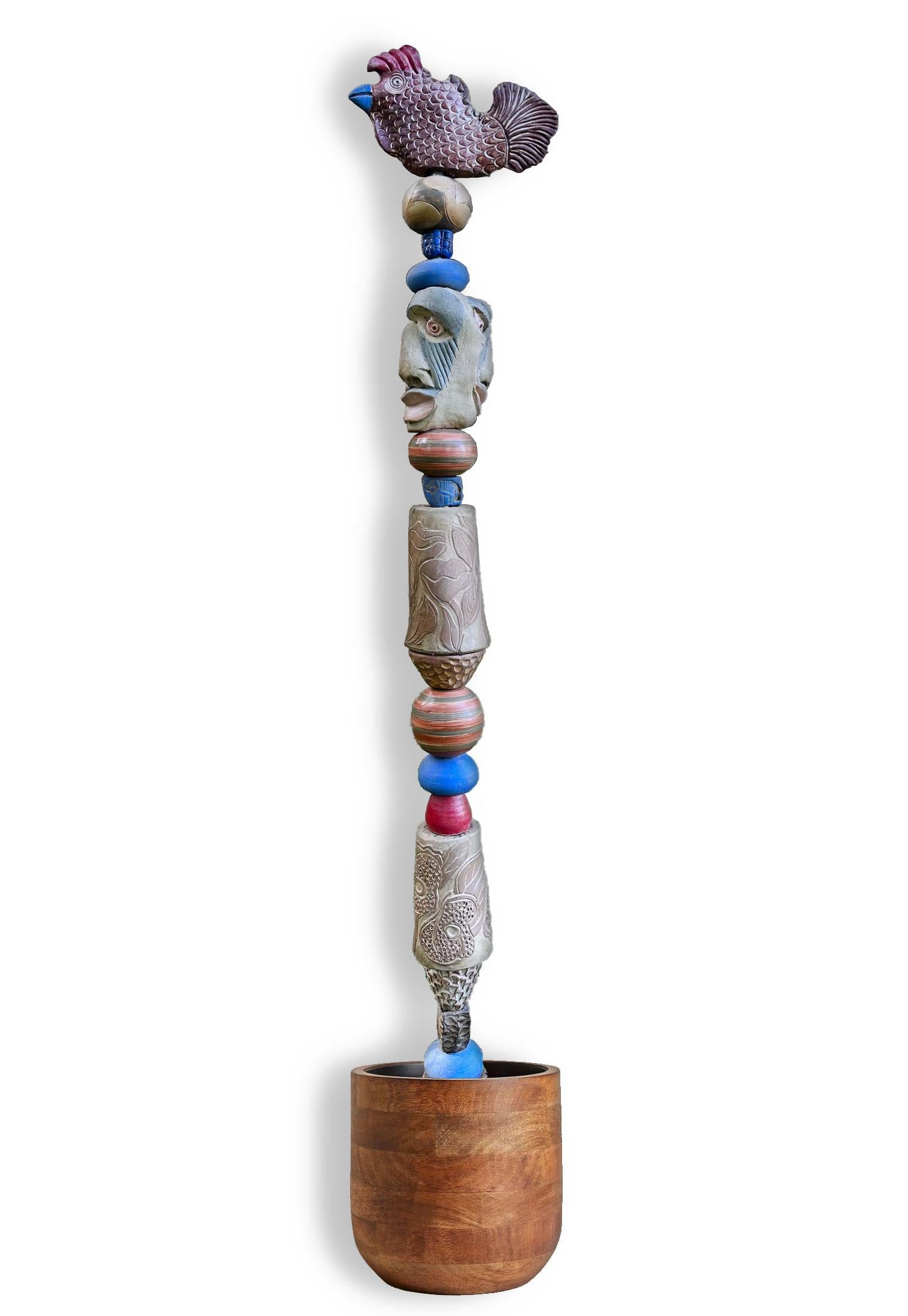 Tótem grande - Escultura de cerámica - Estatua de jardín para interior y exterior Por Marc - Art de Marc Zimmerman