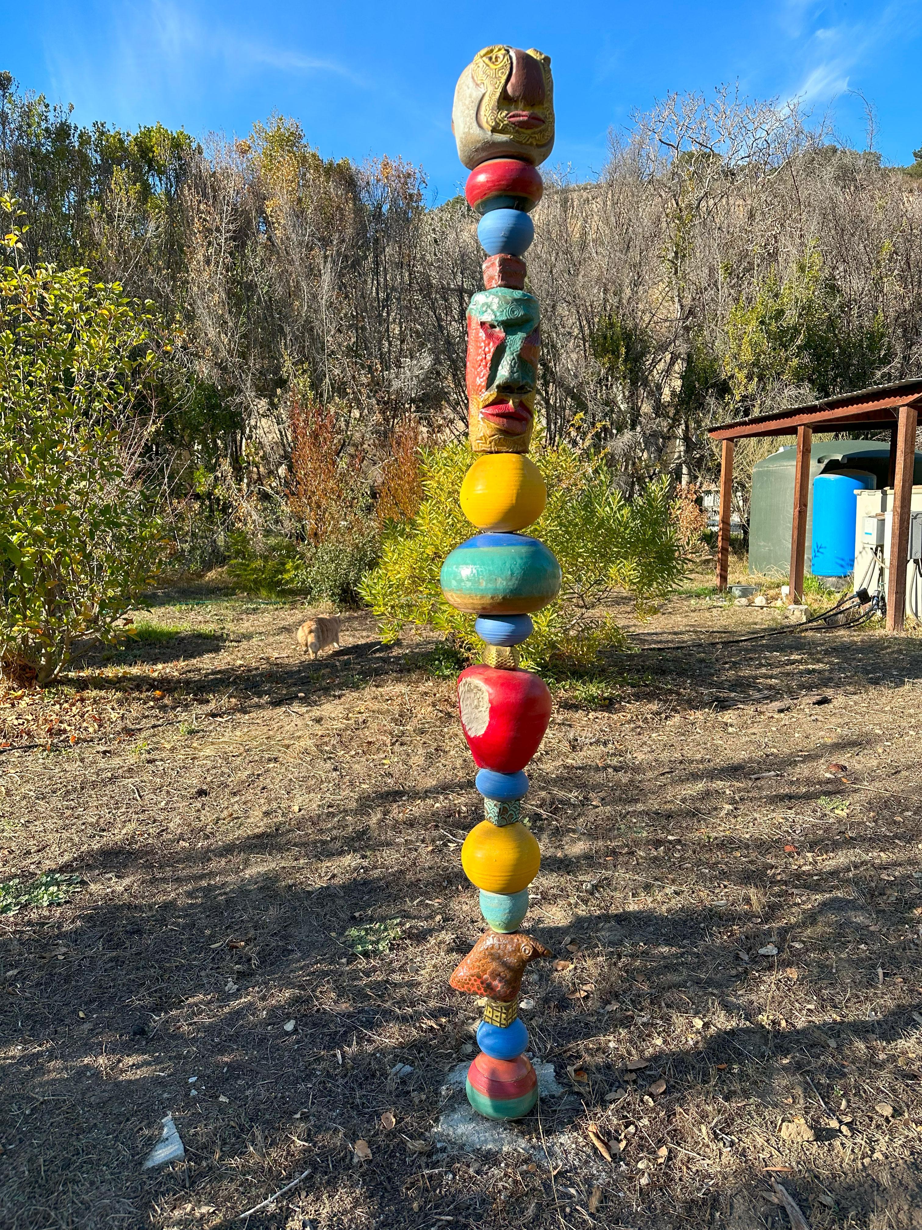 Large Totem - Ceramic Sculpture - Red Apple - by Marc Zimmerman