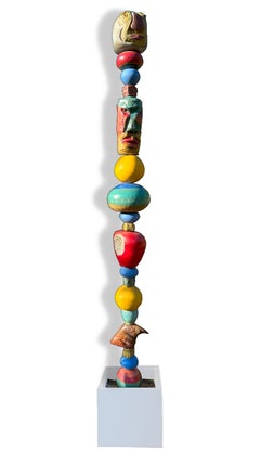 Large Totem - Ceramic Sculpture - Red Apple - by Marc Zimmerman