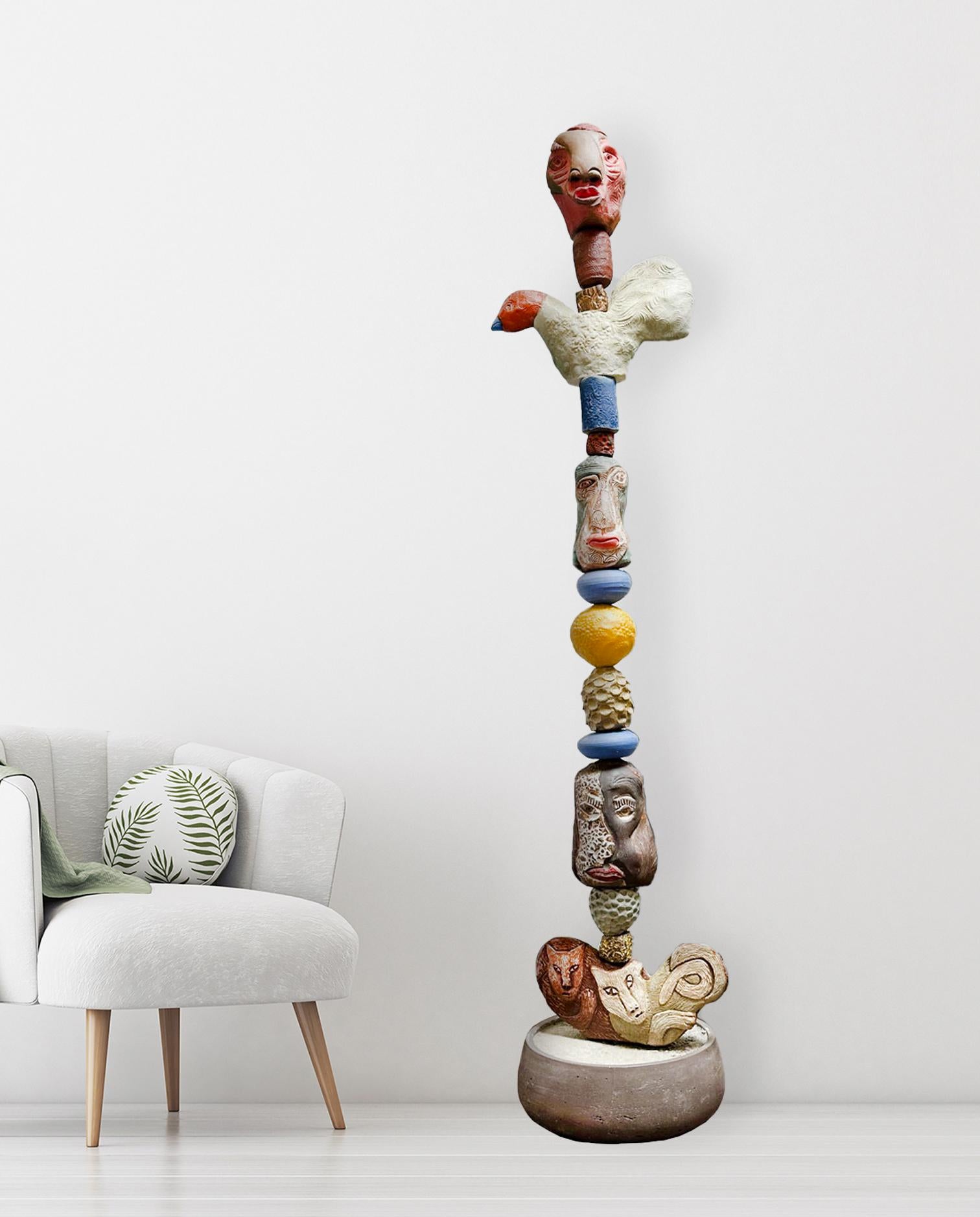 Grand Totem - Sculpture en céramique émaillée de Marc Zimmerman en vente 1