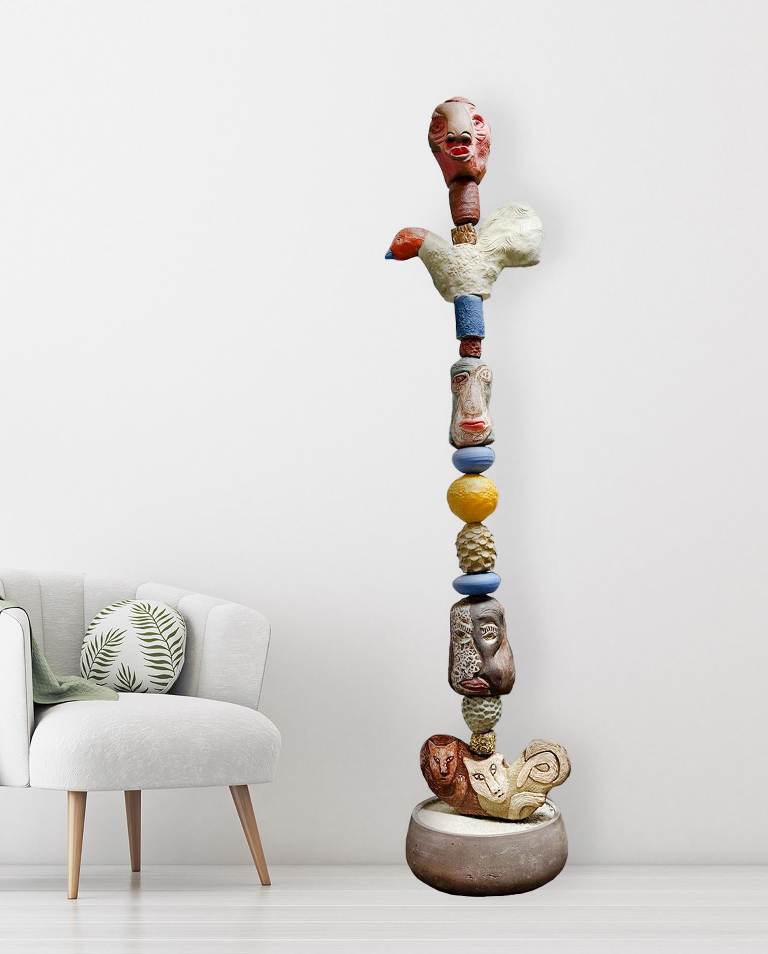Large Totem - Glazed Ceramic Sculpture by Marc Zimmerman For Sale 1