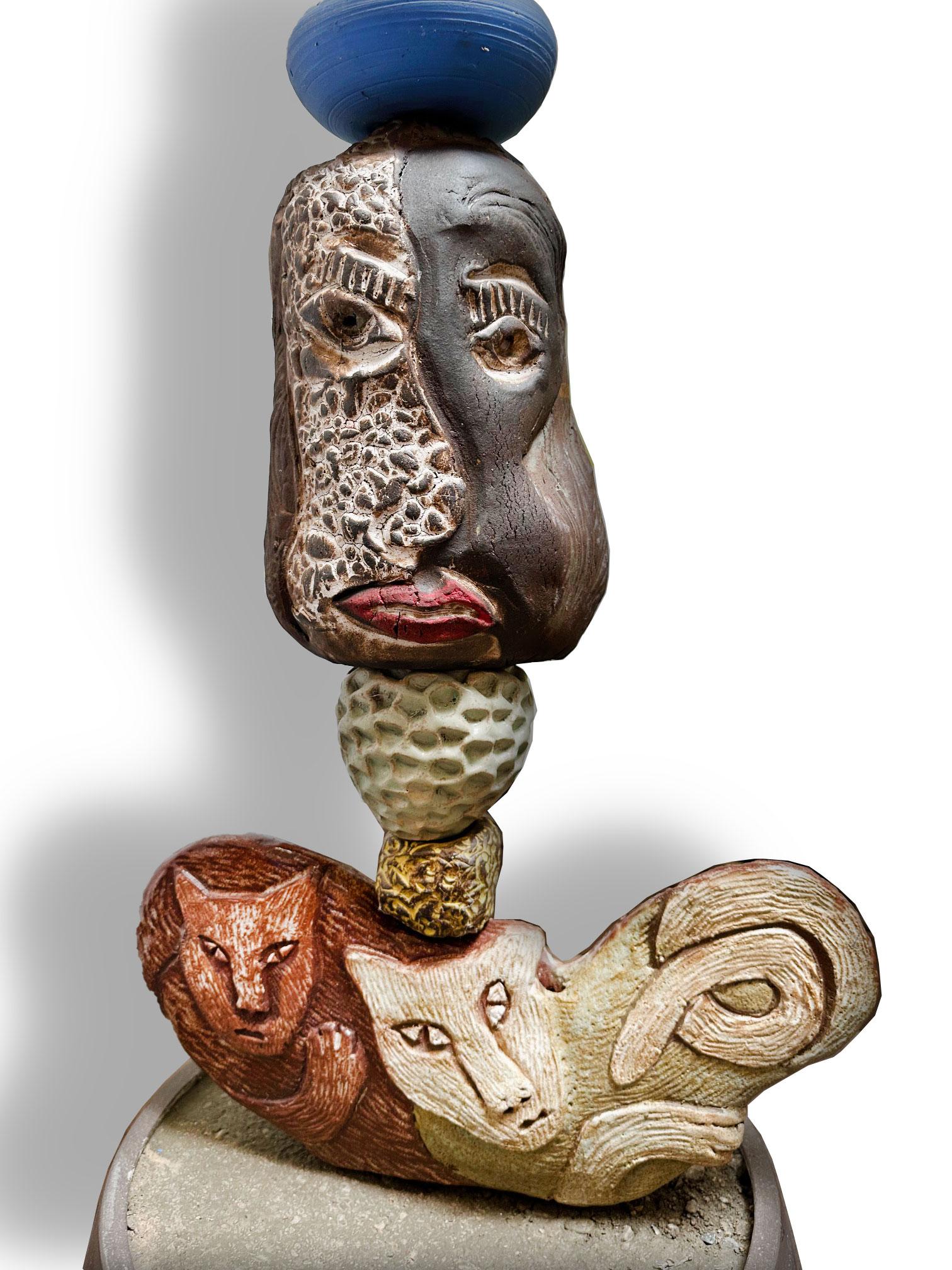 Large Totem - Glazed Ceramic Sculpture by Marc Zimmerman For Sale 3