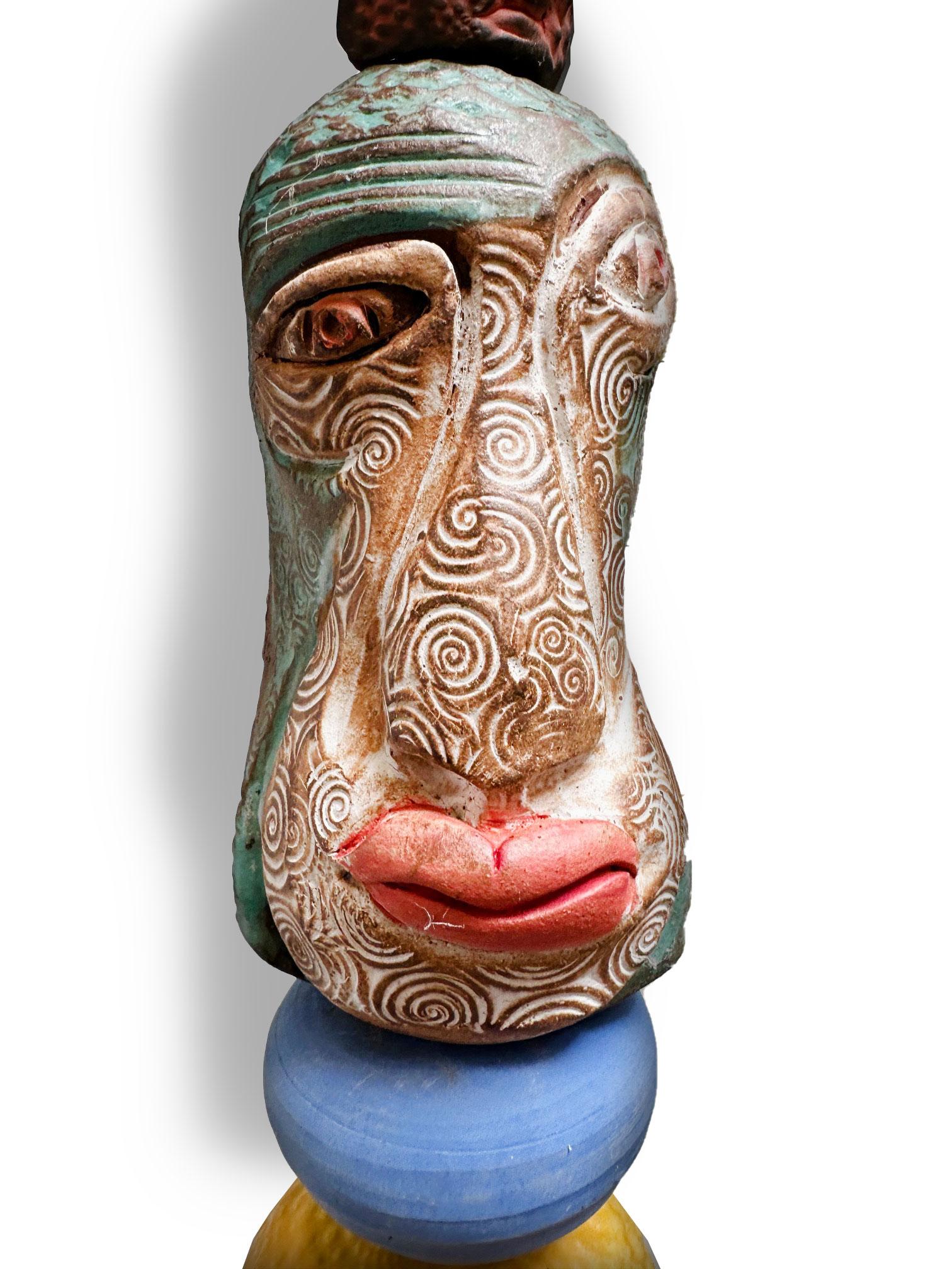 Large Totem - Glazed Ceramic Sculpture by Marc Zimmerman For Sale 5