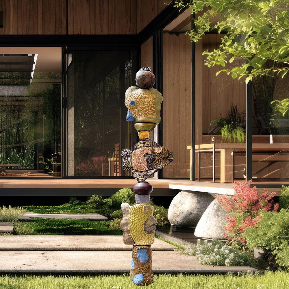 Totem Pez Mediano - Escultura de Cerámica Esmaltada Para Jardín Exterior o Interior - Sculpture Contemporáneo de Marc Zimmerman