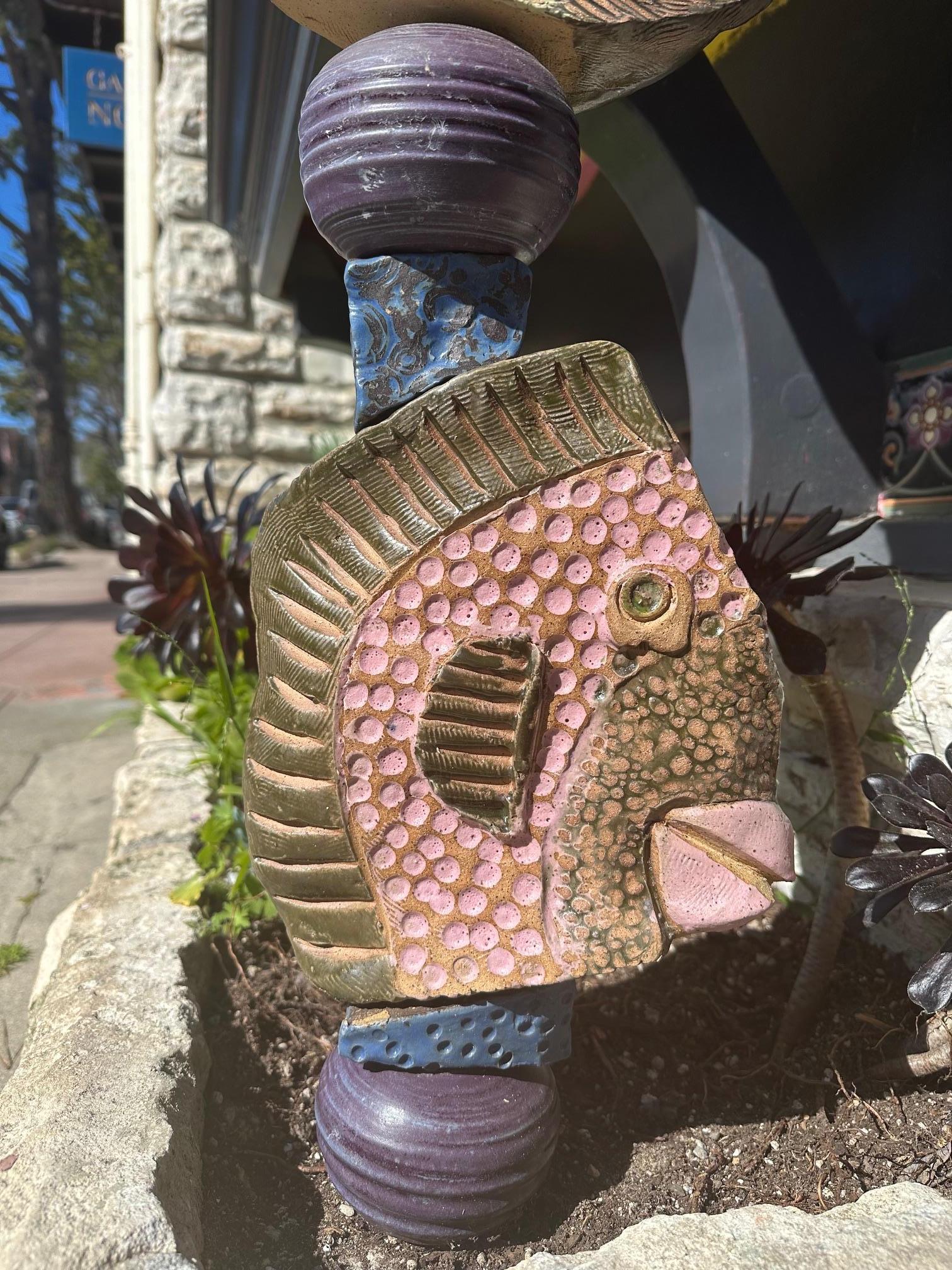 Medium Fish Totem - Glazed Ceramic Sculpture For Outdoor Garden or Indoors For Sale 1