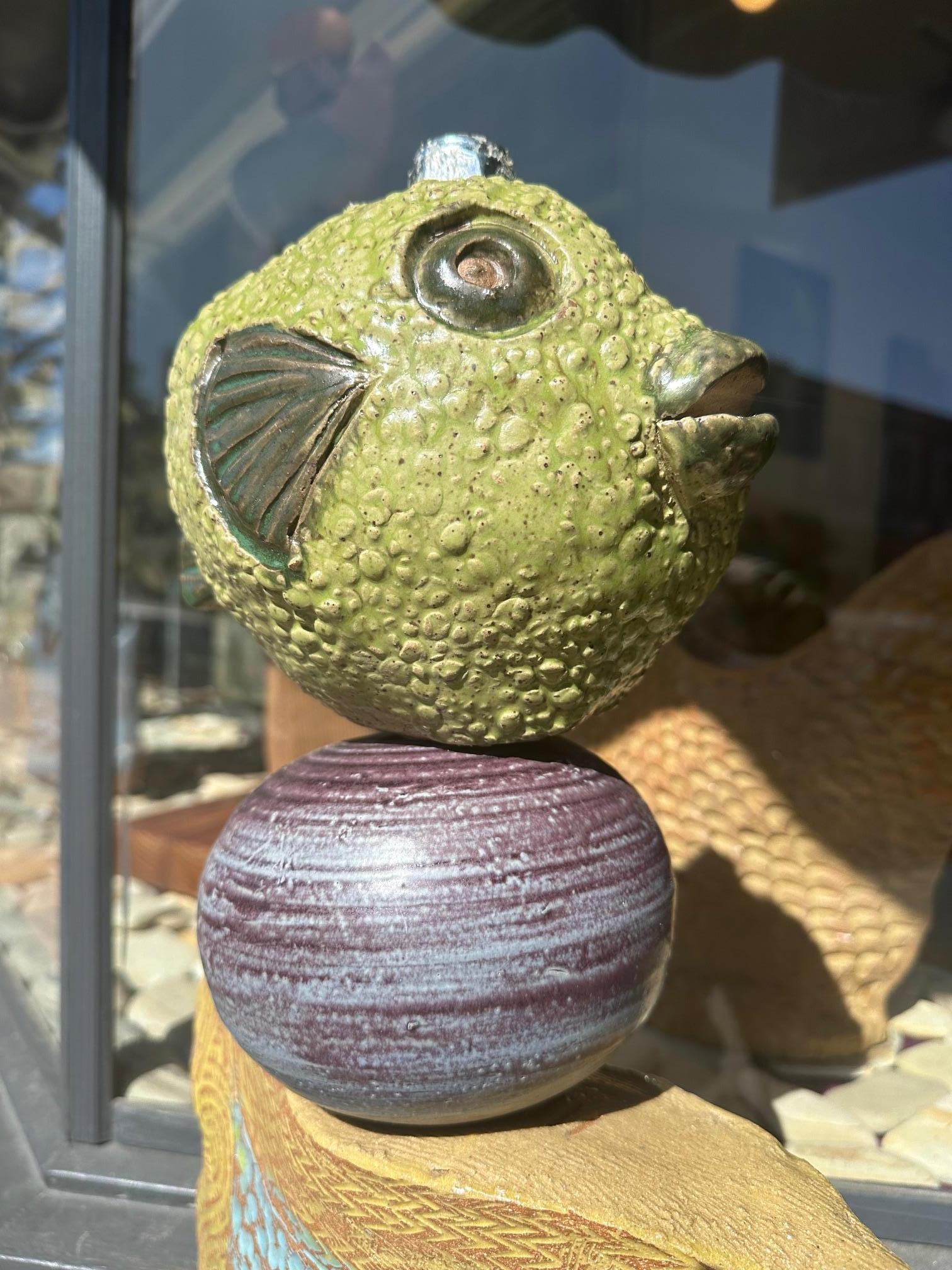 Medium Fish Totem - Glazed Ceramic Sculpture For Outdoor Garden or Indoors For Sale 4