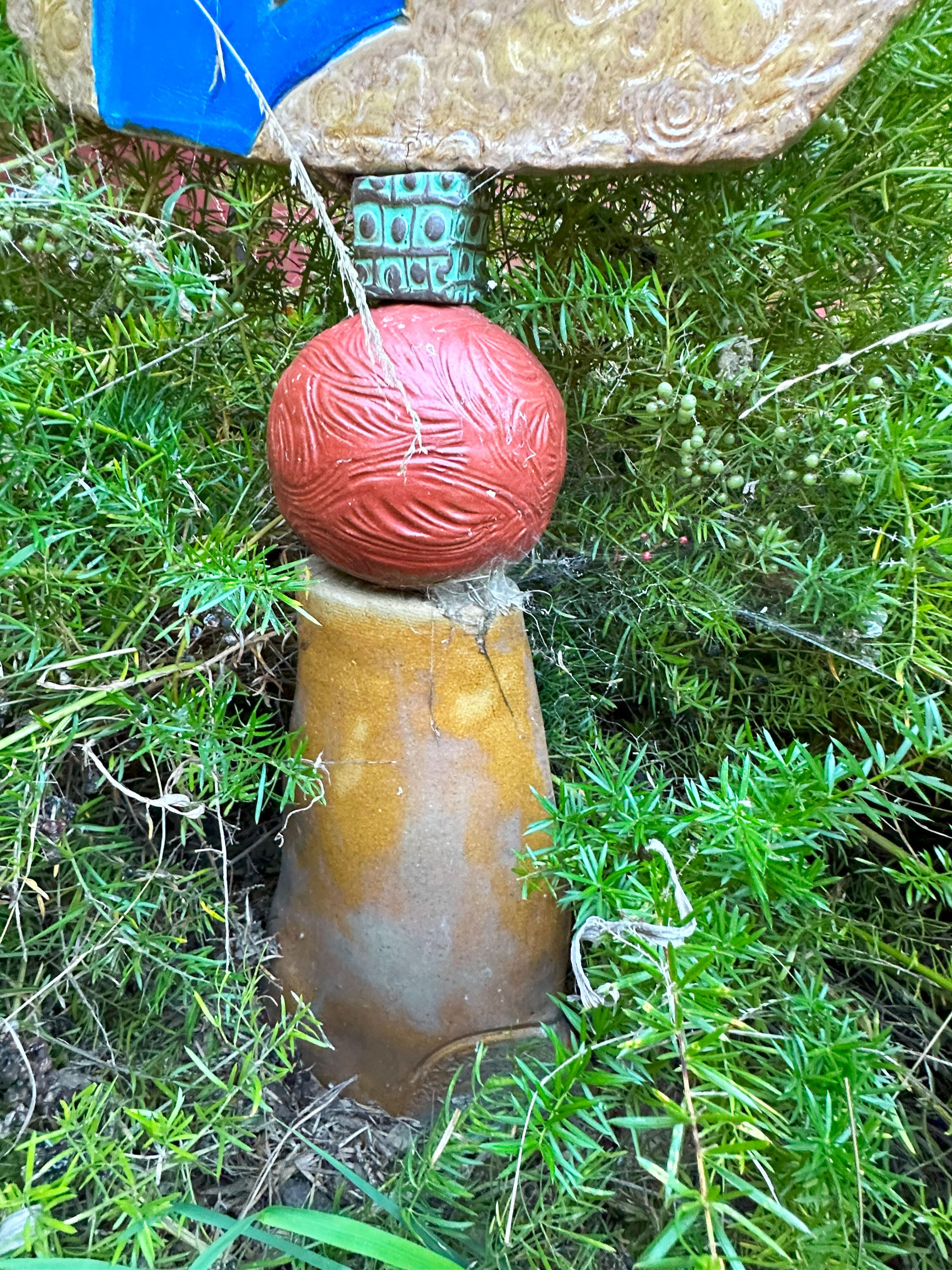 Outdoor Garden Sculpture - Large Totem - Clay with Glaze by Marc Zimmerman For Sale 9