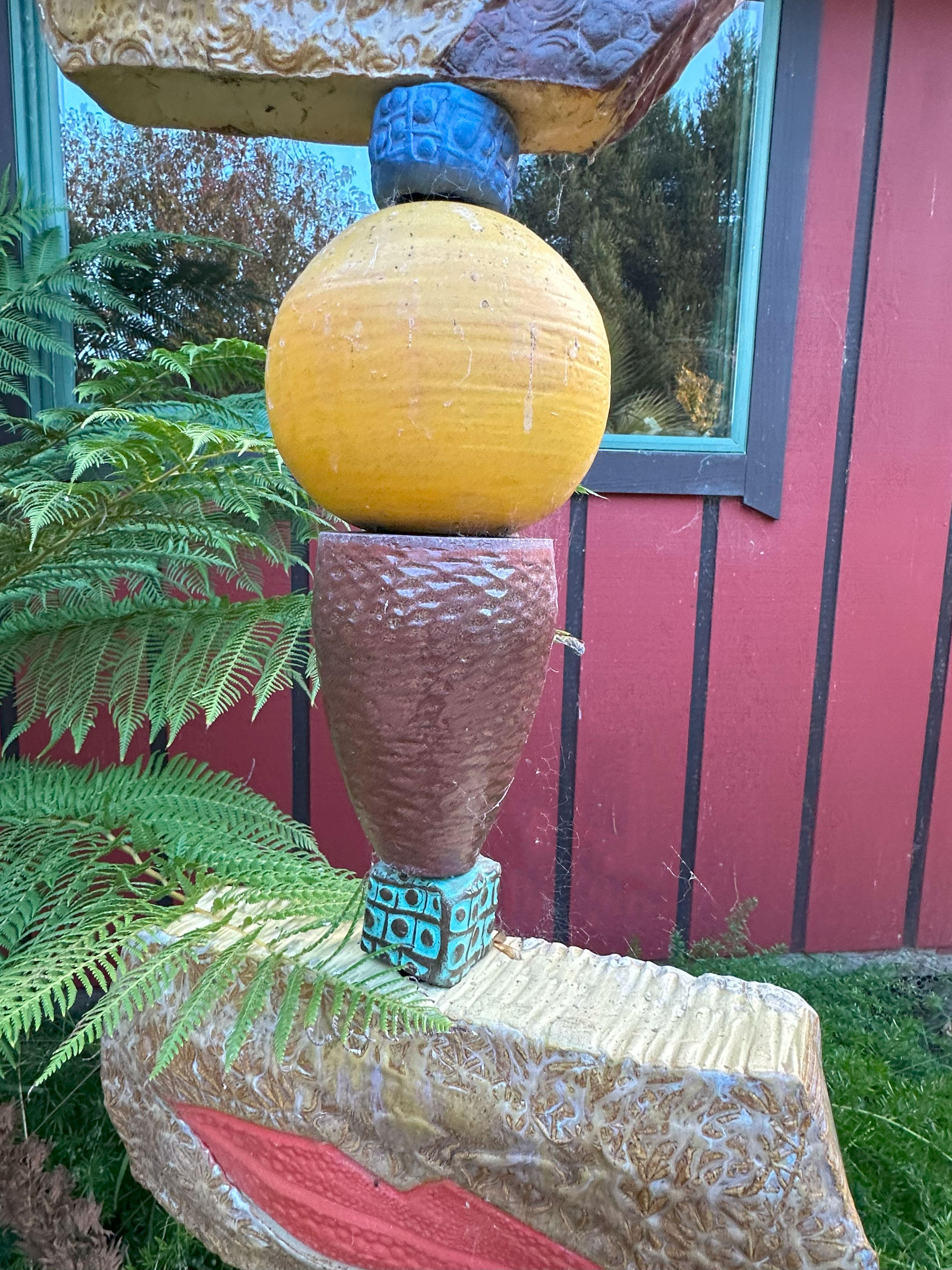 Outdoor Garden Sculpture - Large Totem - Clay with Glaze by Marc Zimmerman For Sale 6
