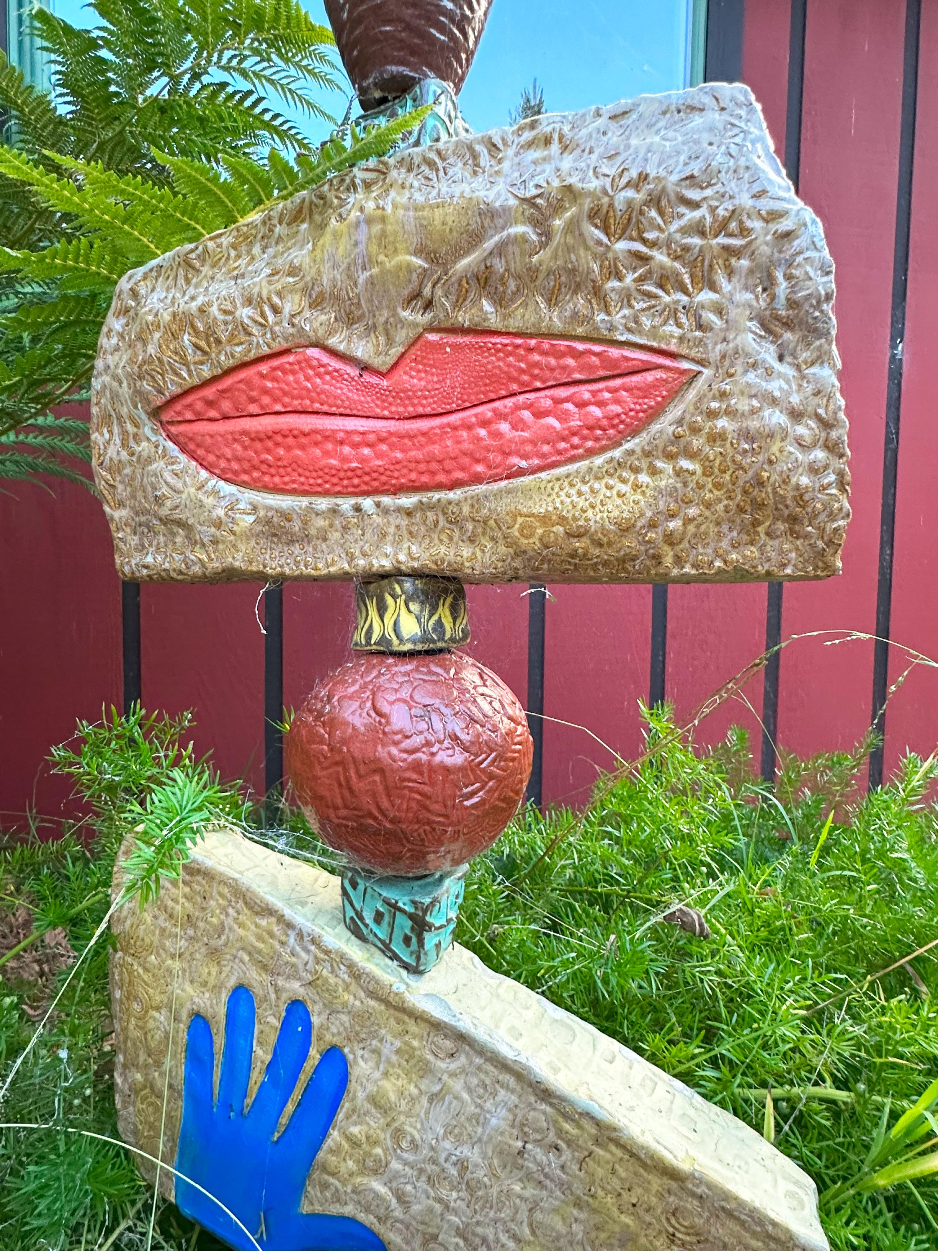 Outdoor Garden Sculpture - Large Totem - Clay with Glaze by Marc Zimmerman For Sale 7