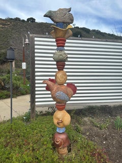 Outdoor Garden Totem - Glazed Ceramic Sculpture by Marc Zimmerman