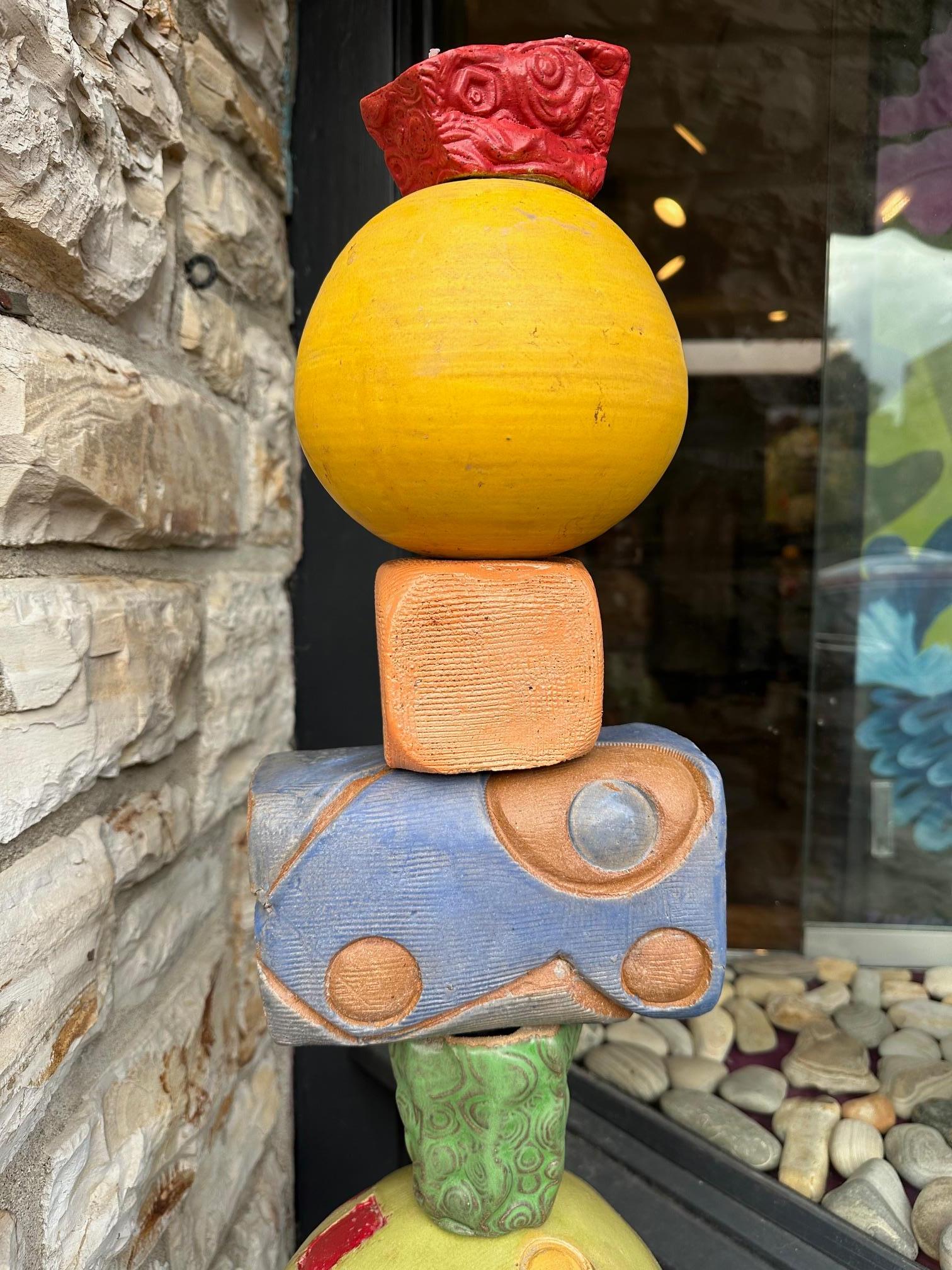 Tótem Pastel - Escultura de Cerámica Esmaltada Para Jardín Exterior o Interior en venta 2