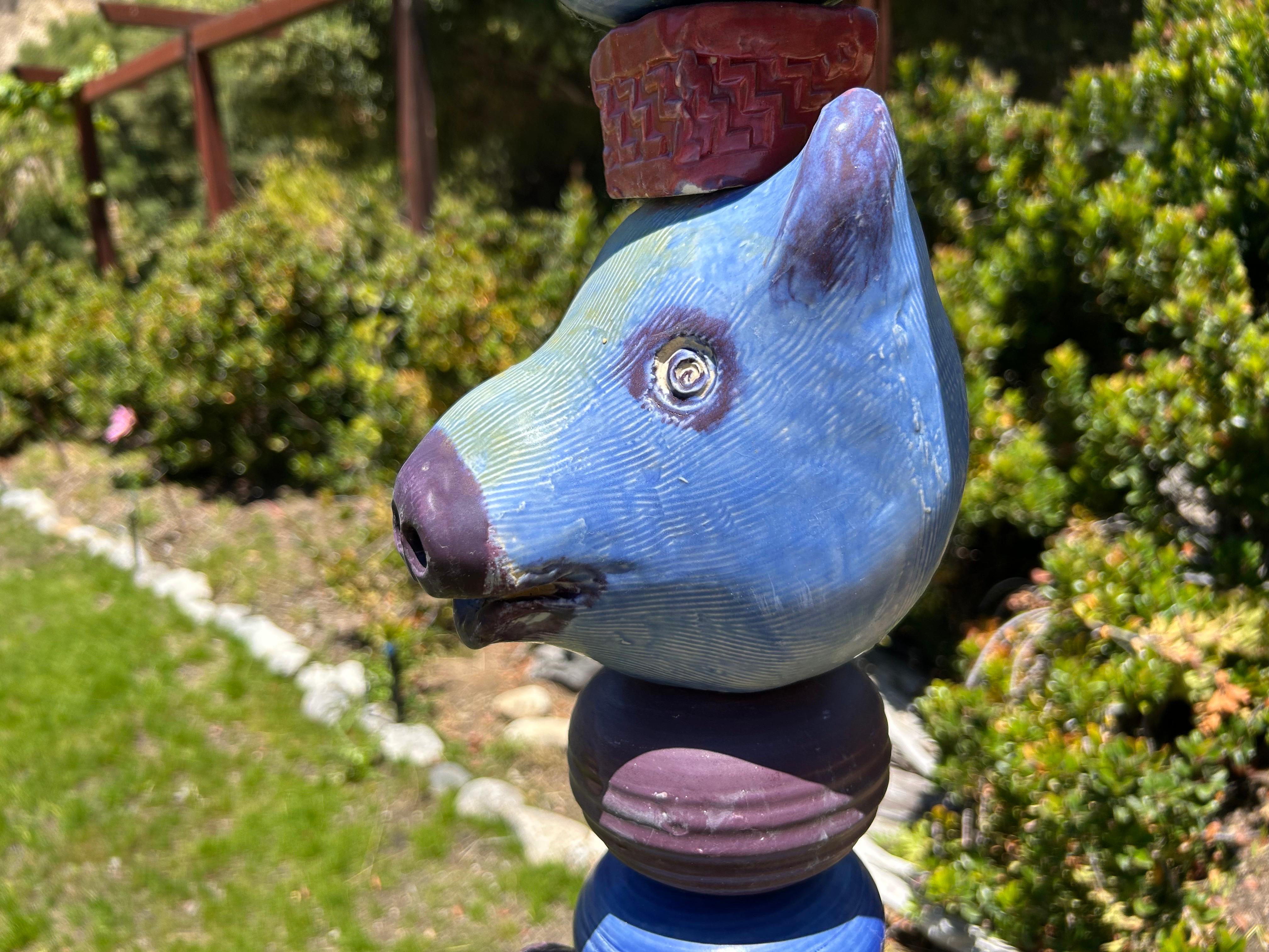 Marc Zimmerman Figurative Sculpture - Totem in Blues