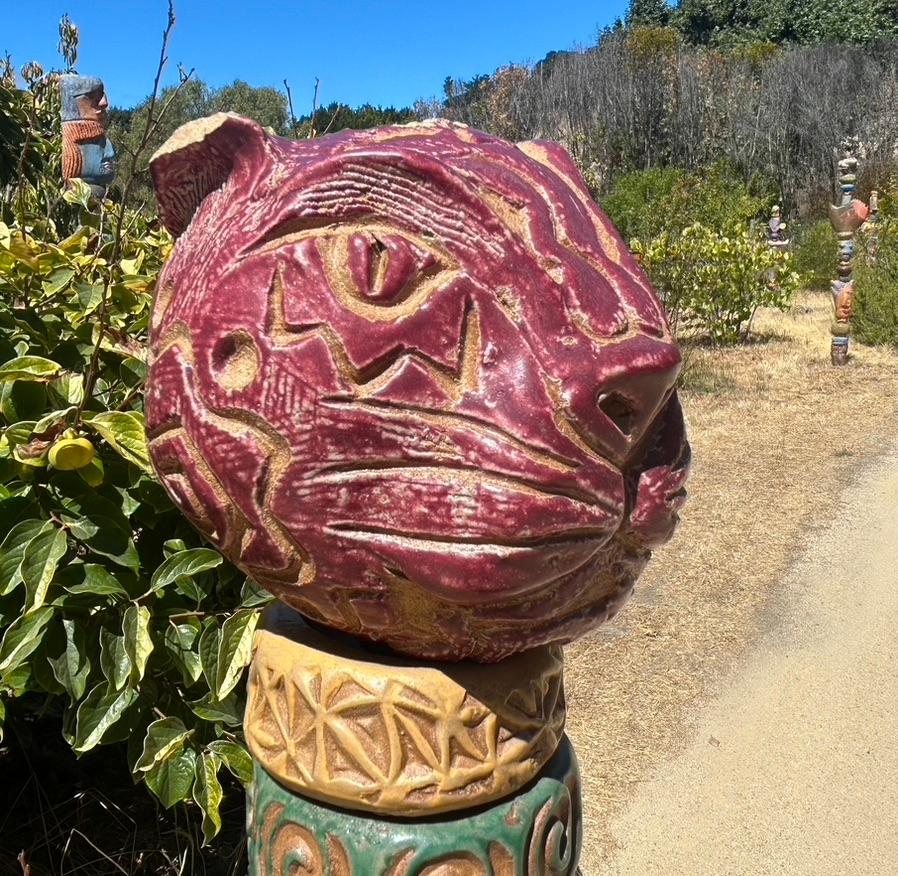 WOOF WOOF. ceramic totem sculpture - Sculpture by Marc Zimmerman