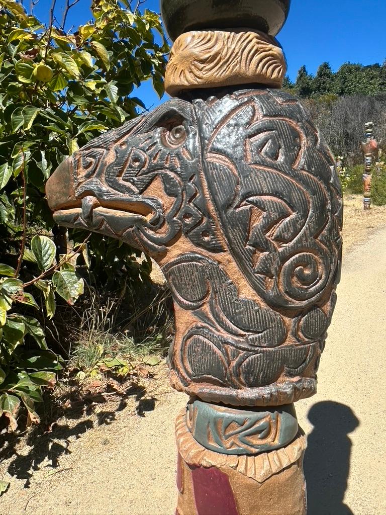 WOOF WOOF. ceramic totem sculpture - Brown Still-Life Sculpture by Marc Zimmerman