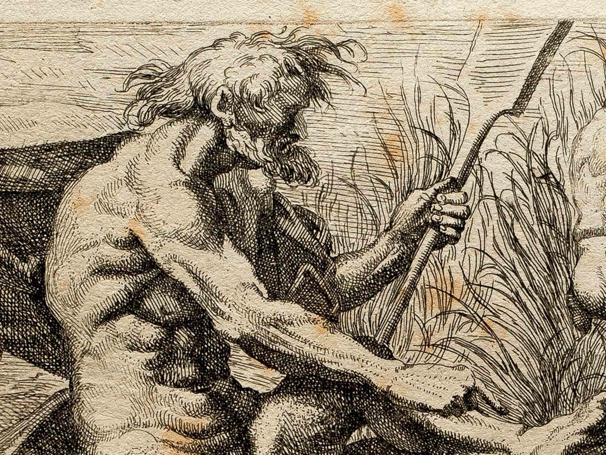 Man and Satyrs - Etching by Marcantonio Bellavia - 17th Century For Sale 2