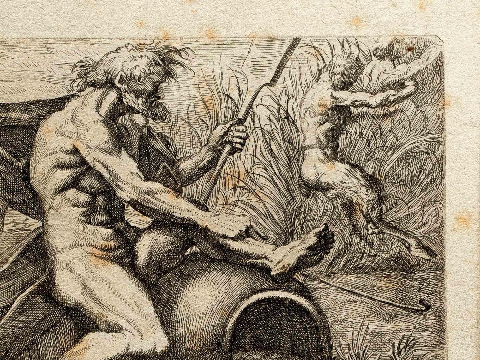Man and Satyrs - Etching by Marcantonio Bellavia - 17th Century For Sale 3
