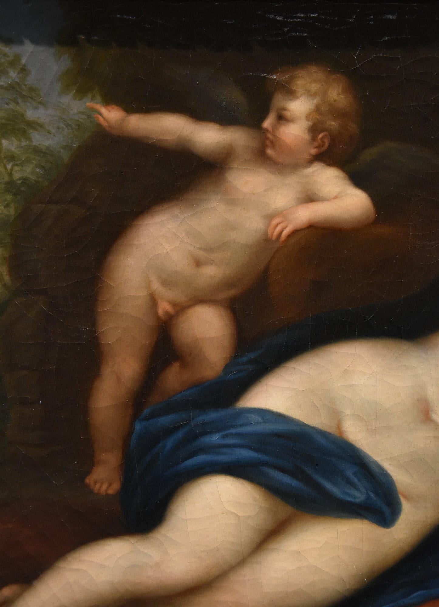 Vénus Cupidon Peinture Franceschini 17/18ème Siècle Huile sur toile Vieux maître Italie - Maîtres anciens Painting par Marcantonio Franceschini (Bologna 1648 - 1729)
