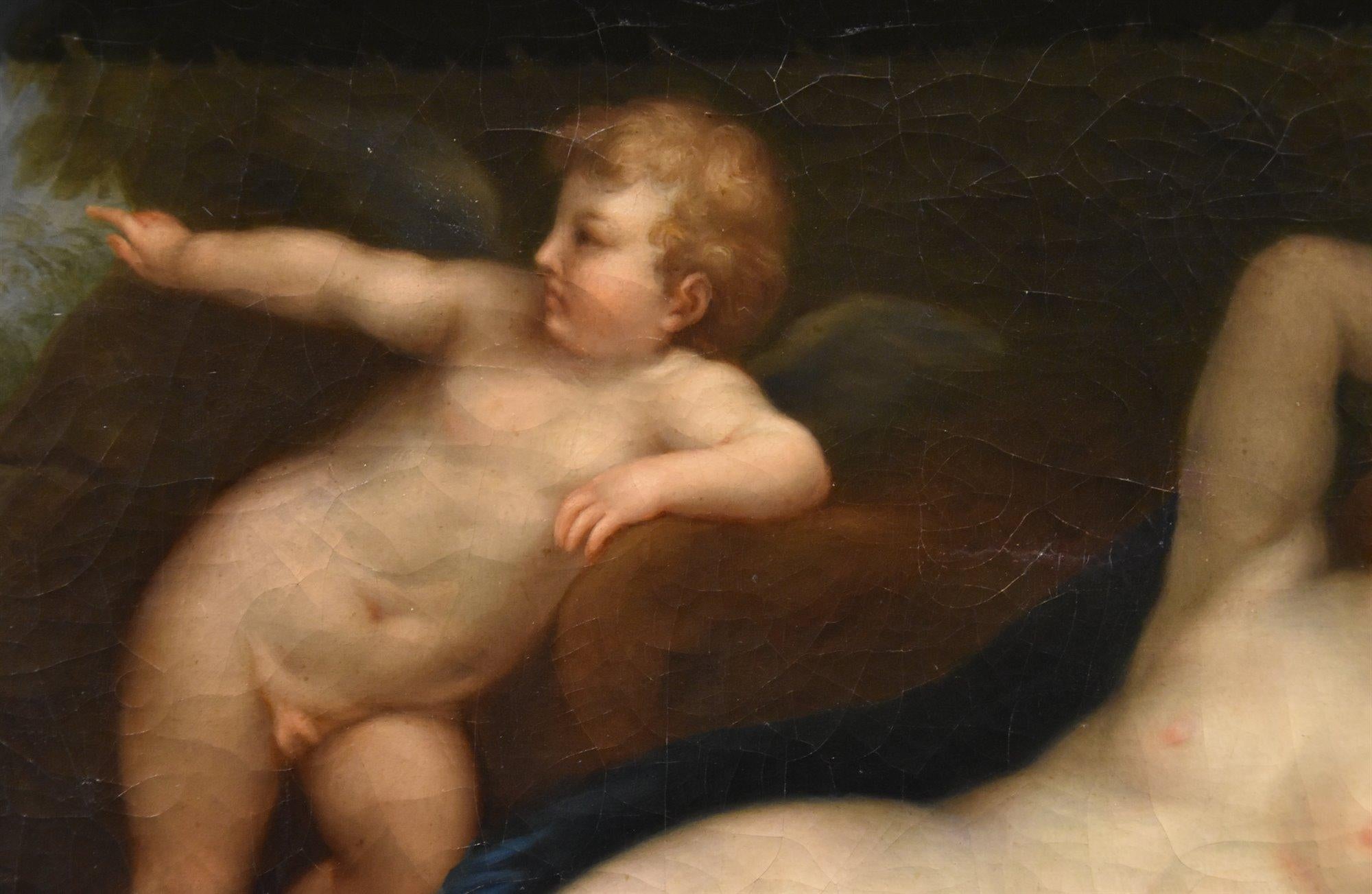 Vénus Cupidon Peinture Franceschini 17/18ème Siècle Huile sur toile Vieux maître Italie - Marron Figurative Painting par Marcantonio Franceschini (Bologna 1648 - 1729)