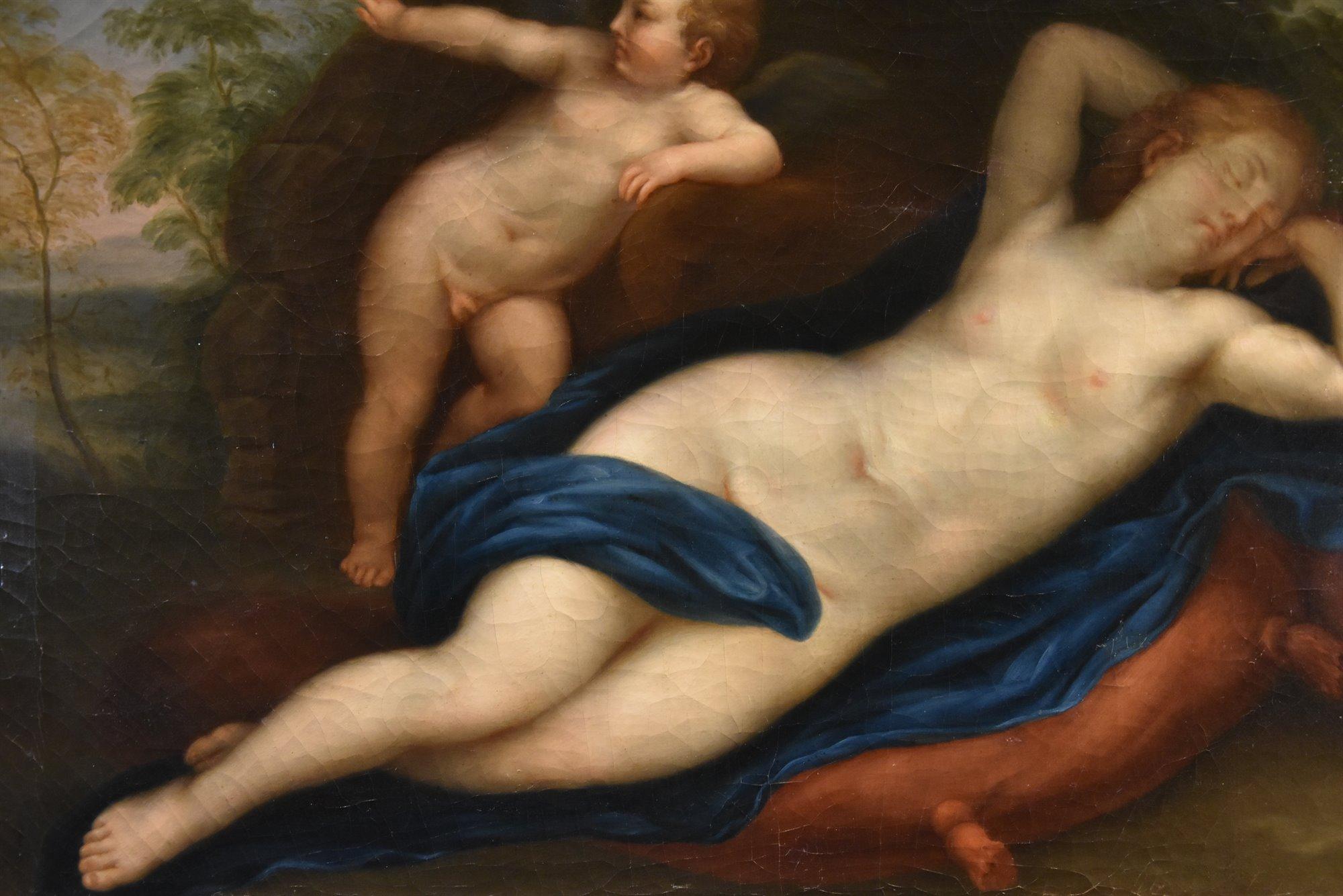 Vénus Cupidon Peinture Franceschini 17/18ème Siècle Huile sur toile Vieux maître Italie en vente 2