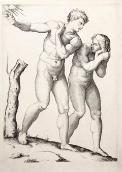 Adam et Eve Chasses du Paradis, Heliogravure by Marcantonio Raimondi