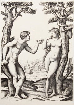 Adán y Eva, Heliograbado de Marcantonio Raimondi