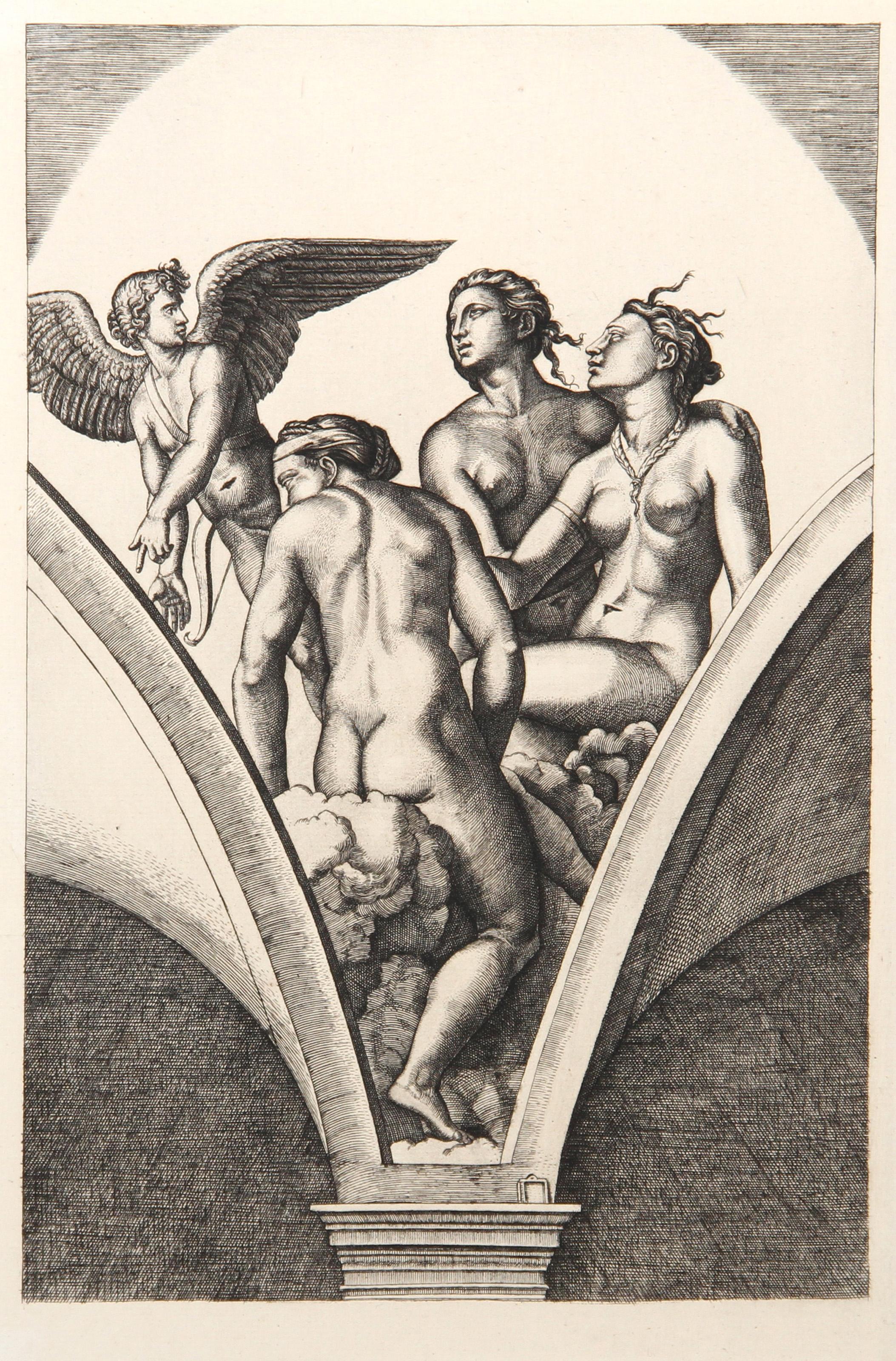 Cupidon et les trois Grâces, Heliogravure de Marcantonio Raimondi