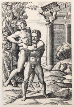 Hercule et Antee, Heliogravure by Marcantonio Raimondi