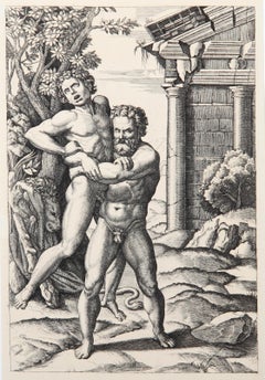 Hercule et Antee, Heliograbado de Marcantonio Raimondi