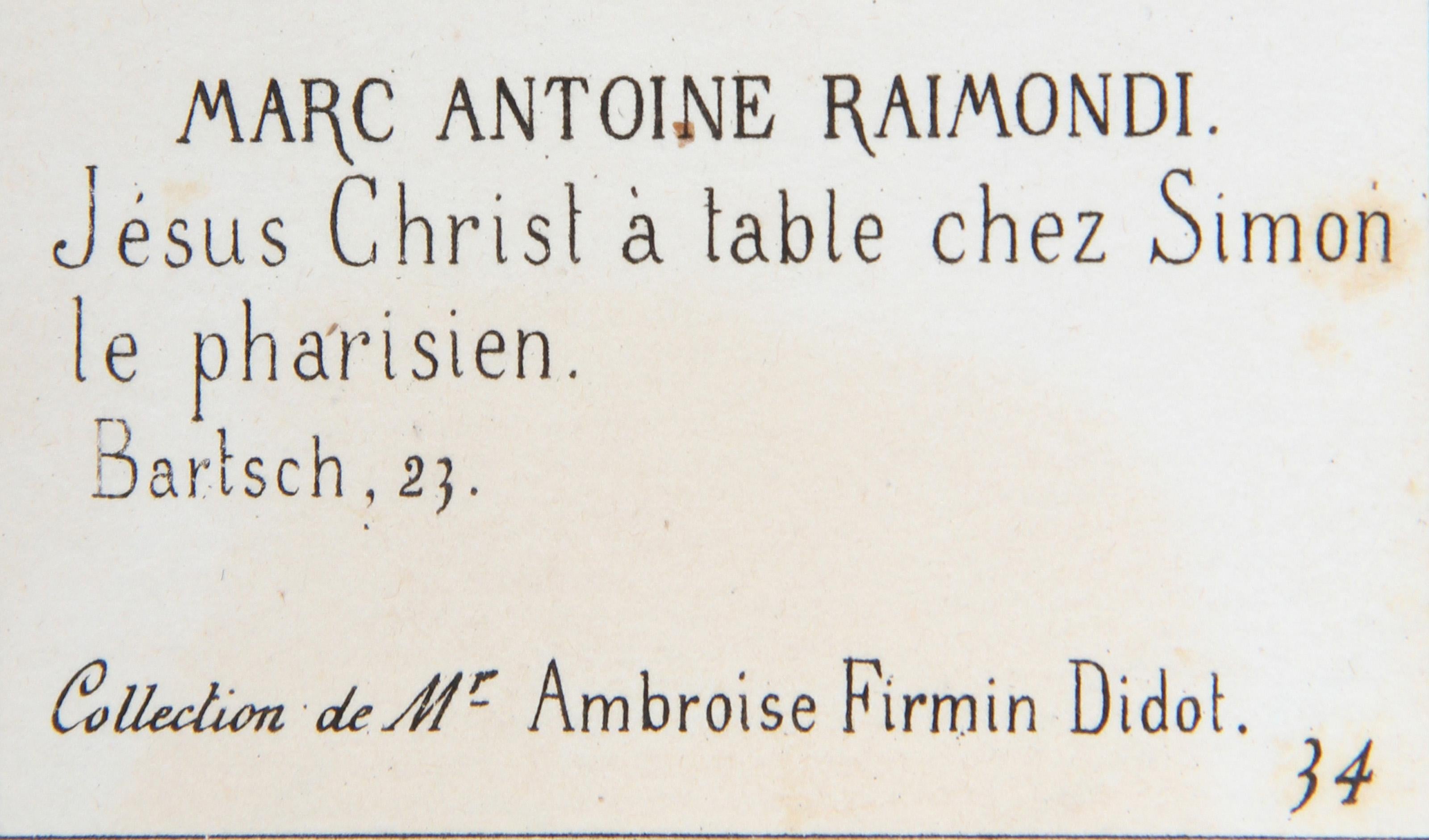 Jesus Christ a table chez Simon le pharisien, Heliogravure - Old Masters Print by Marcantonio Raimondi
