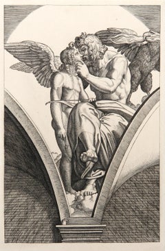 Jupiter embrassant l'Amour, Heliogravure by Marcantonio Raimondi