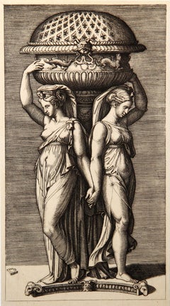 Antique La cassolette, Heliogravure by Marcantonio Raimondi